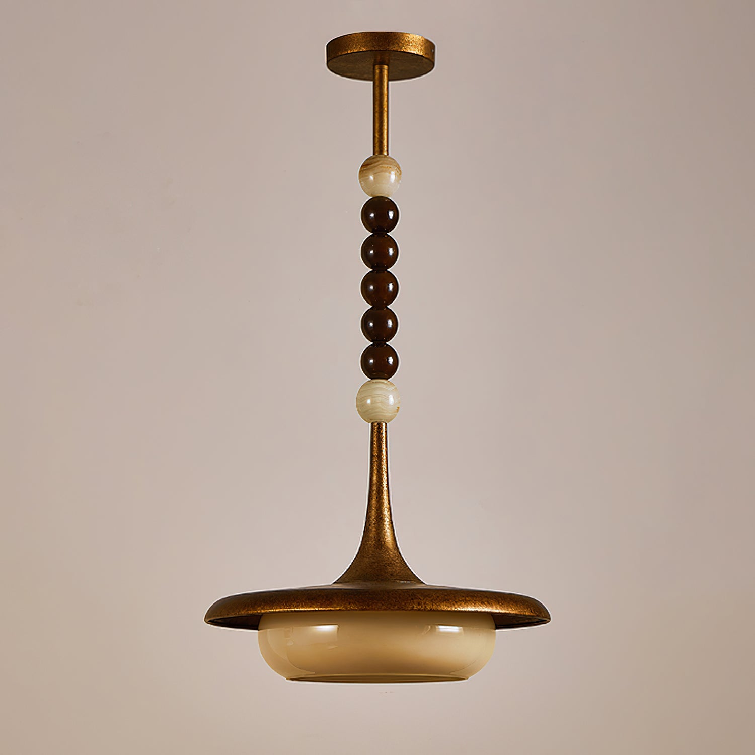 Oluce Beaded Pendant Lamp - Modern Glass Bead Chandelier for Dining Room, Living Room & Bedroom Lighting Decor