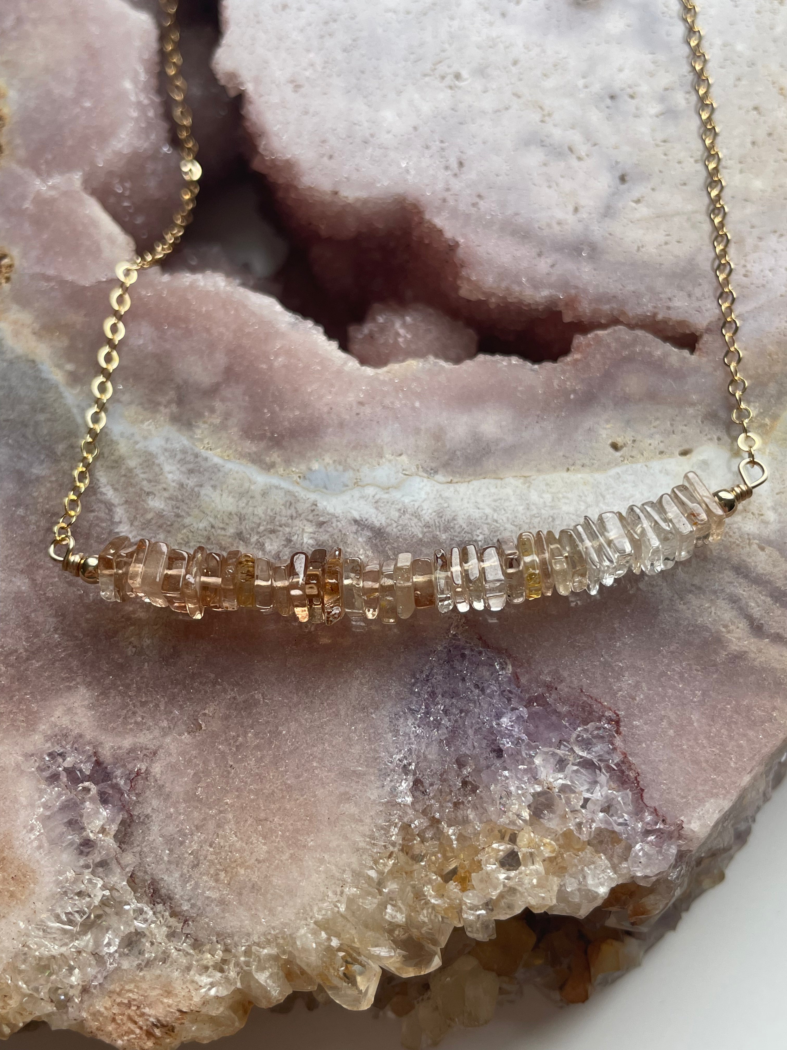 Imperial Topaz Crystal Necklace - Sterling Silver or 14K Gold November Birthstone Jewelry Gift for Women, Birthday Present, Anniversary Gift, Holiday Gift Idea