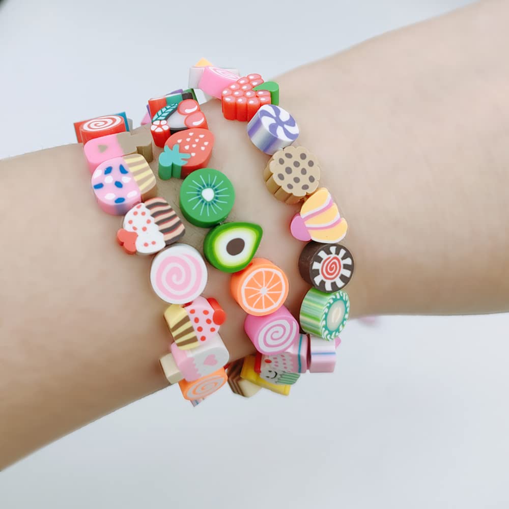 200pcs Mixed Fruit Candy Polymer Clay Beads - DIY Jewelry Making Kit for Bracelets, Necklaces & Charms | Perfect for Kids Crafts, Party Favors & Handmade Gifts