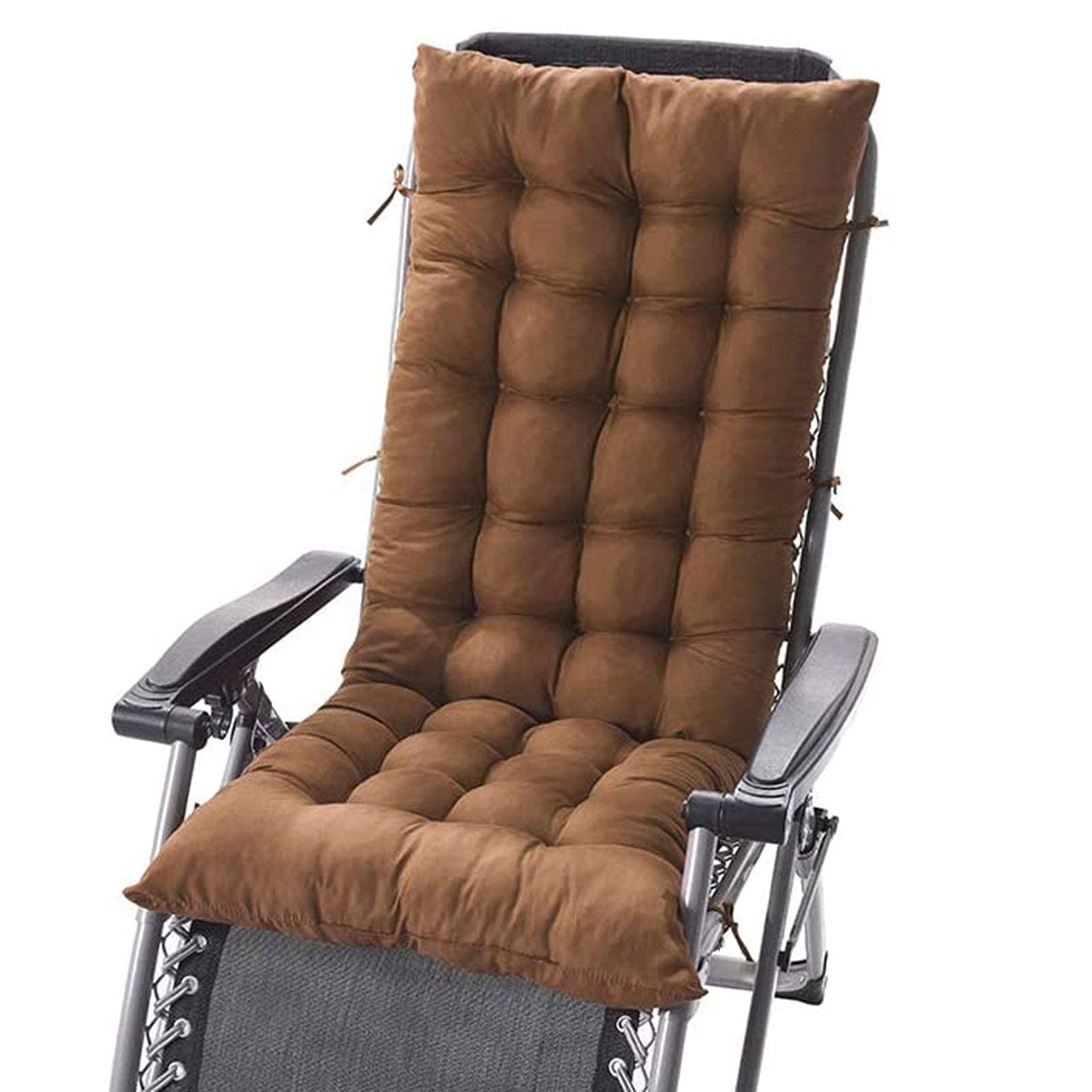 Premium Outdoor Chaise Lounge Cushion - All-Weather Rocking Chair Cushion for Patio, Poolside & Indoor Use - Non-Slip High Back Support (40x110x8cm, Coffee Brown) - Perfect for Relaxing in Garden, Sunroom or Backyard