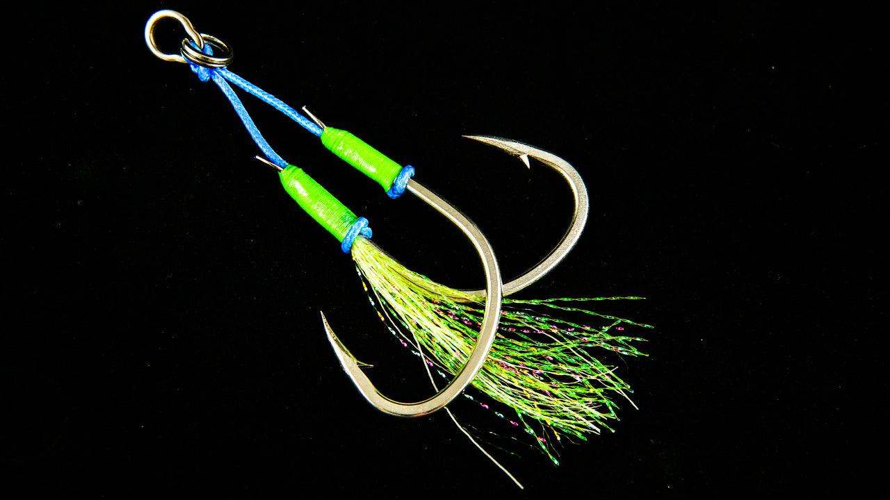 Jigging World Angel Twin Assist Hooks - Strong Saltwater Fishing Hooks for Tuna, Grouper & Snapper - Perfect for Offshore Deep Sea Jigging & Bottom Fishing