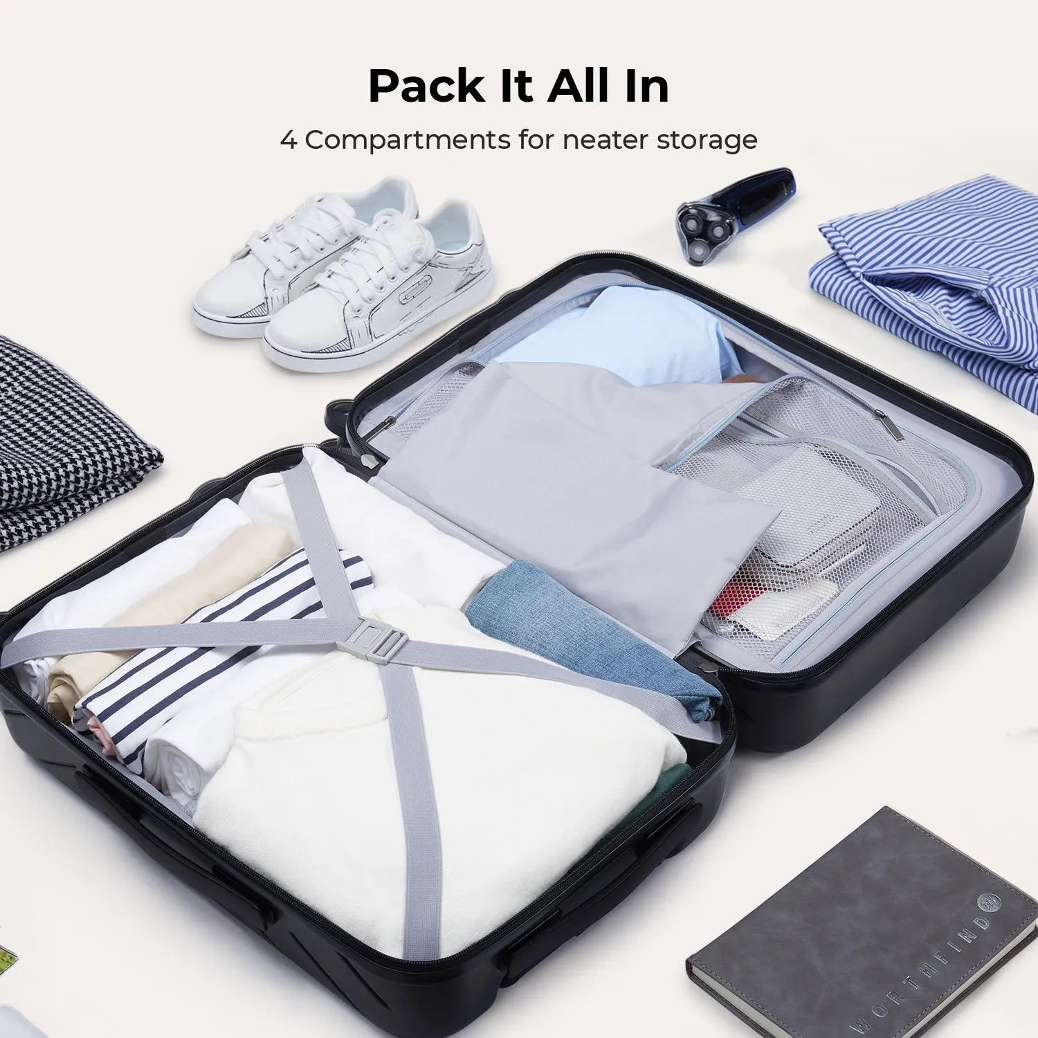 Daren 16-20 Inch Lightweight Hardside Carry On Luggage - Perfect for Air Travel, Business Trips & Weekend Getaways