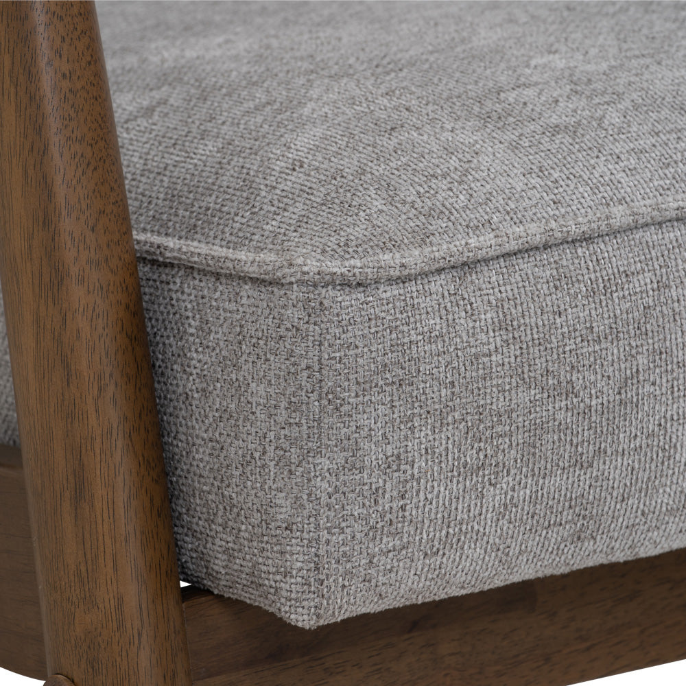 FIGARO Mid-Century Modern Lounge Chair - Walnut Wood Frame & Grey Upholstery - Perfect for Living Room, Office, or Reading Nook