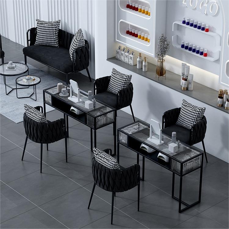Italian Style Manicure Nail Desk - Professional Salon Nail Table with Storage & LED Light for Home & Spa Use
