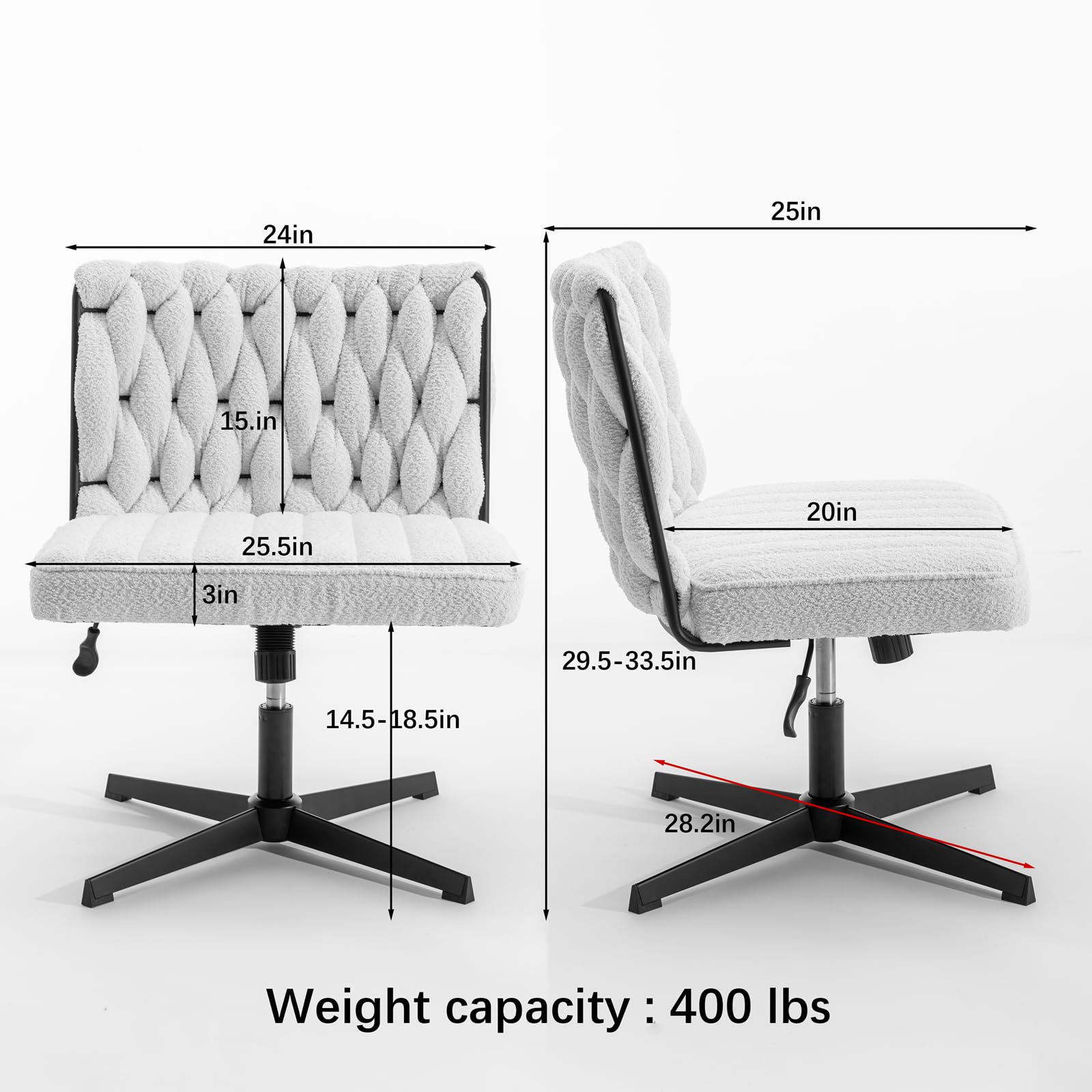 Velvet Swivel Desk Chair No Wheels - Modern Armless Home Office Chair with Height Adjustable Wide Seat, Mid Back Accent Chair for Computer Work, Makeup Vanity & Office Tasks - Perfect for Small Spaces, Home Office & Bedroom Workspaces
