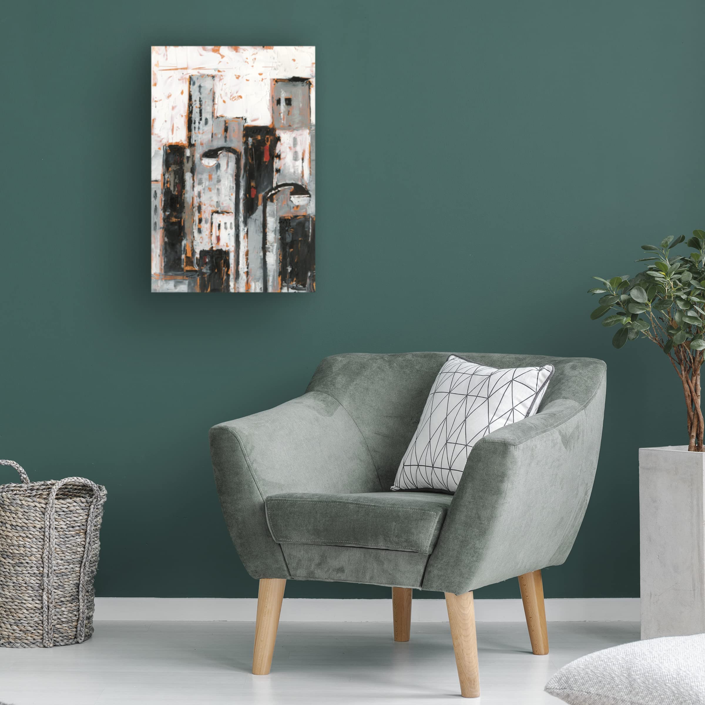 Ethan Harper 'Illuminated City II' Canvas Wall Art Print - Modern Abstract Cityscape Painting for Living Room & Office Decor