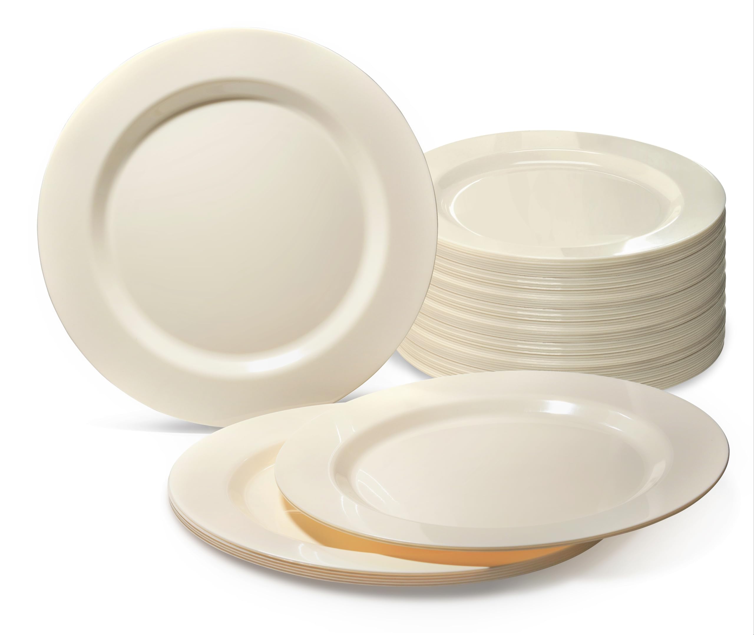 120 Heavyweight Disposable Plastic Plates - 9 Inch Ivory Luncheon Plates for Wedding, Party & Special Occasions | Durable Dinnerware for Catering, Events & Home Entertaining