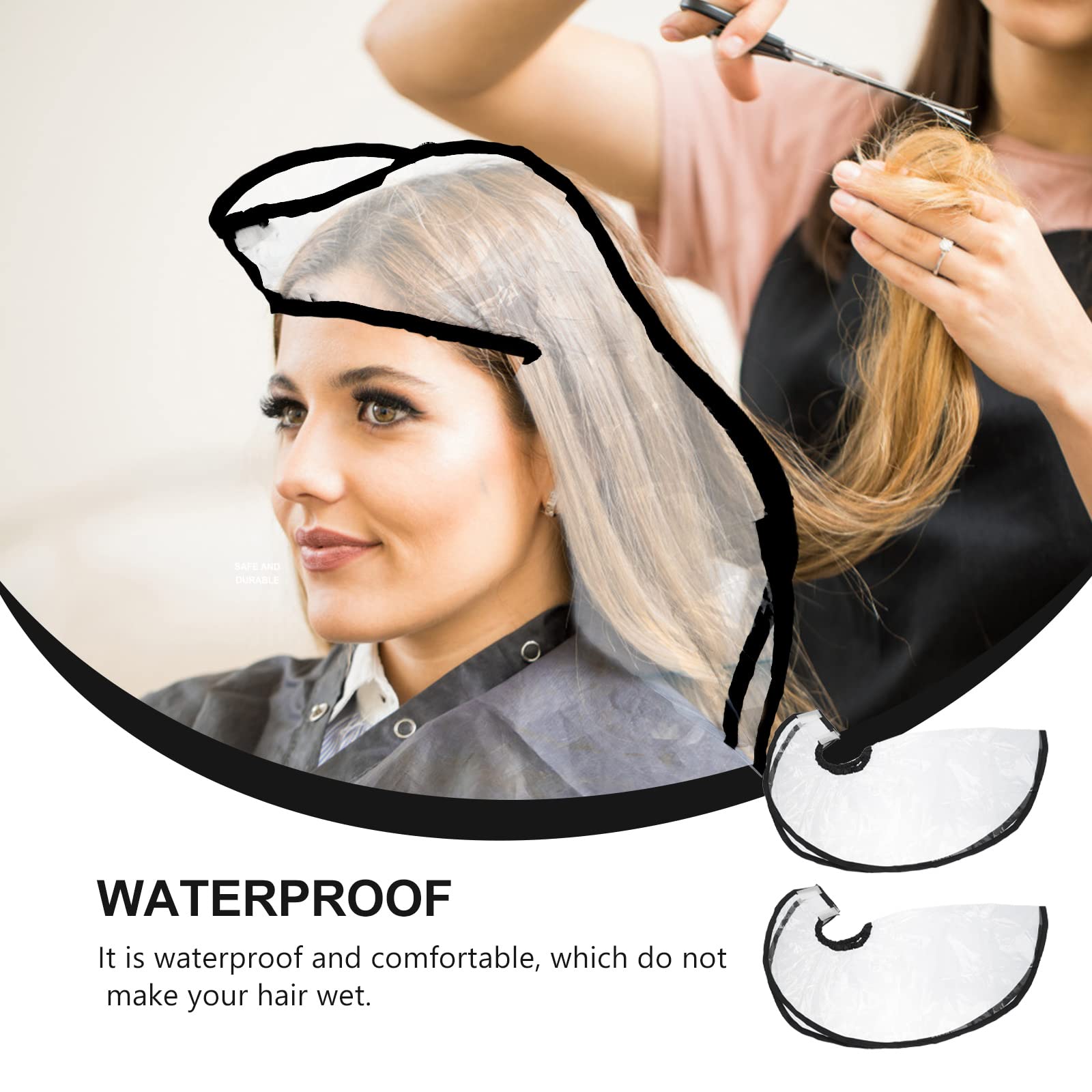 2 Pack Clear Adjustable Shampoo Funnel for Hairdressers - Hair Dye & Washing Cape for Salon, Home Use, Kids & Adults - Perfect for Haircuts, Coloring & Styling