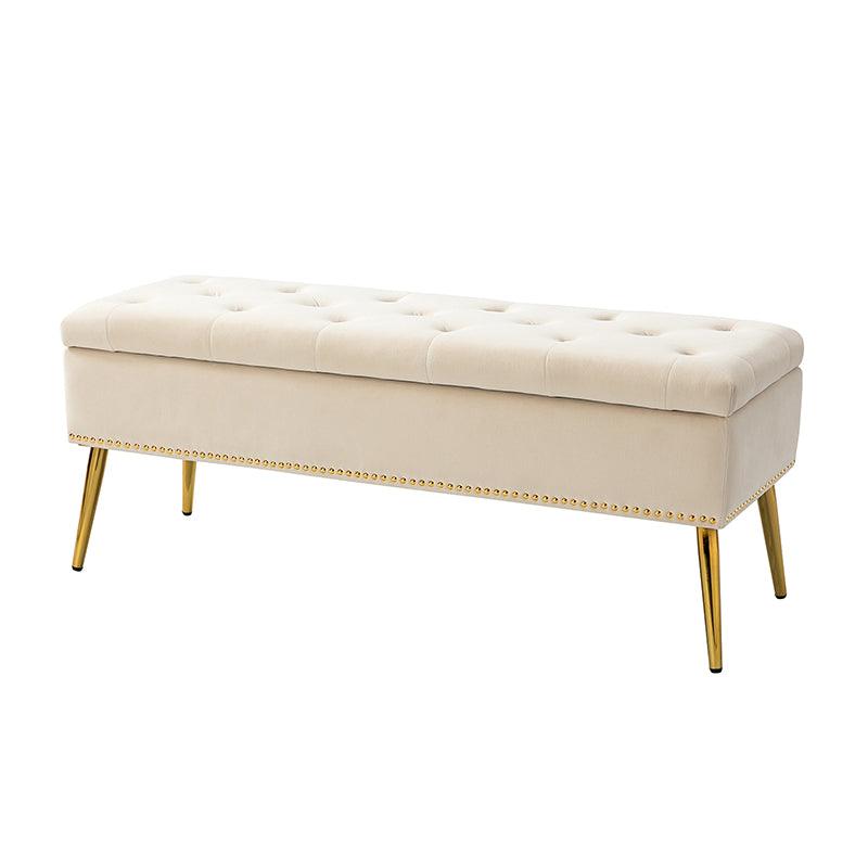 Lenore Upholstered Storage Bench with Cushion Seat - Modern Upholstered Ottoman for Bedroom, Living Room & Entryway - Multi-Functional Storage Furniture for Home Organization