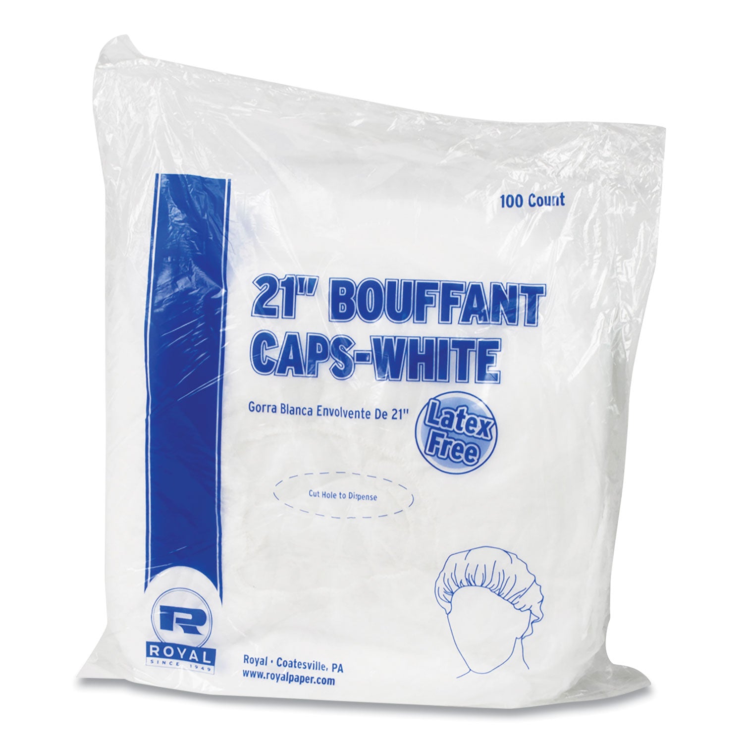 AmerCareRoyal® Latex-Free Disposable Surgical Cap for Operating Room, Pleated Polypropylene, White, 100 Caps/Pack (10 Packs/Carton) - Ideal for Hospitals, Clinics & Medical Procedures