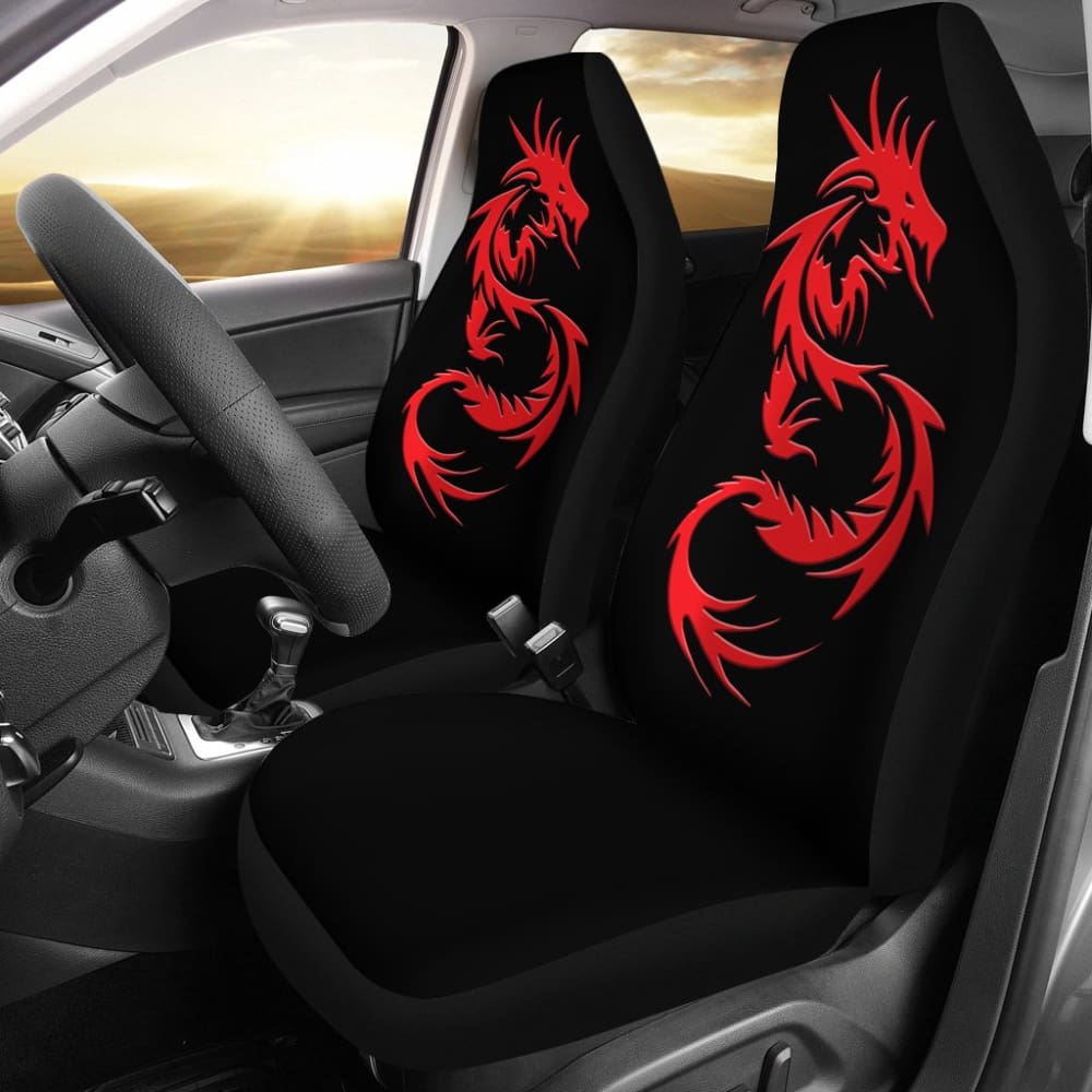 Premium Red Dragon Car Seat Covers - Universal Fit for Cars, Trucks & SUVs - Durable Neoprene Protection - Perfect for Daily Commute, Road Trips & Adventure Travel
