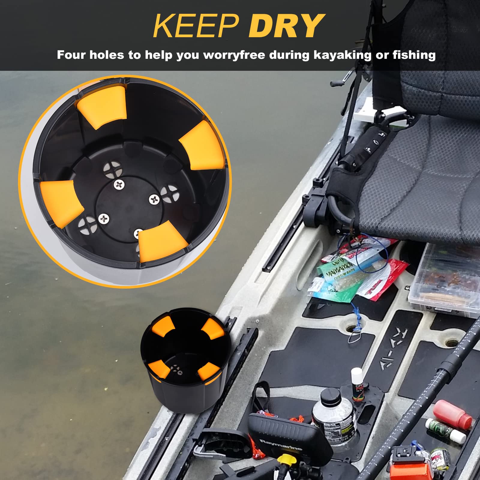 **Multi-Functional Kayak Cup Holder & Accessory Organizer – Drink, Bottle, Phone & Fishing Gear Storage – Kayak Track Mount Installation – Perfect for Fishing, Camping & Water Sports**