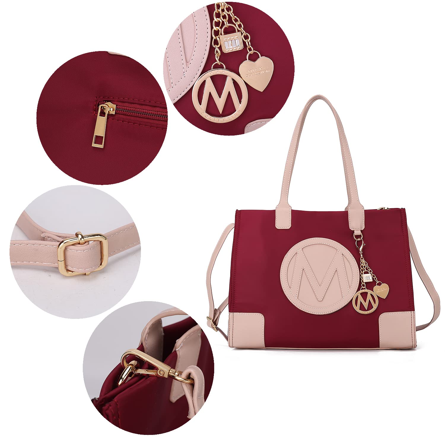 MKF Women's PU Leather Satchel Shoulder Bag with Wristlet Wallet - Top Handle Tote & Crossbody Strap Purse for Work, Travel & Everyday Use