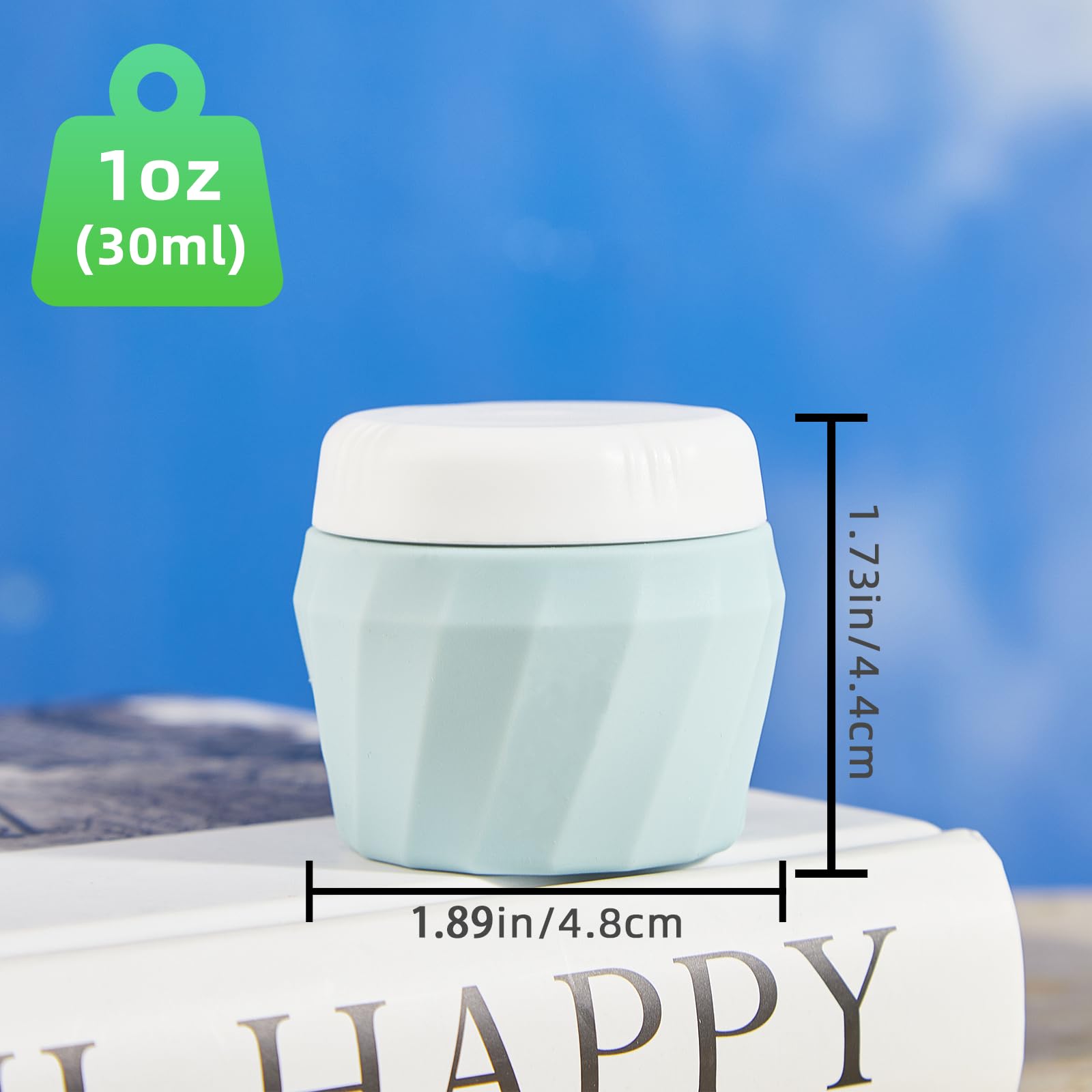 Premium 1oz Silicone Travel Containers for Toiletries - TSA Approved Leak-Proof Refillable Cosmetic Cream Jars with Clear Bag - Ideal for Face, Body Cream & Skincare Products - Perfect for Air Travel, Gym & On-the-Go Use (Gray)