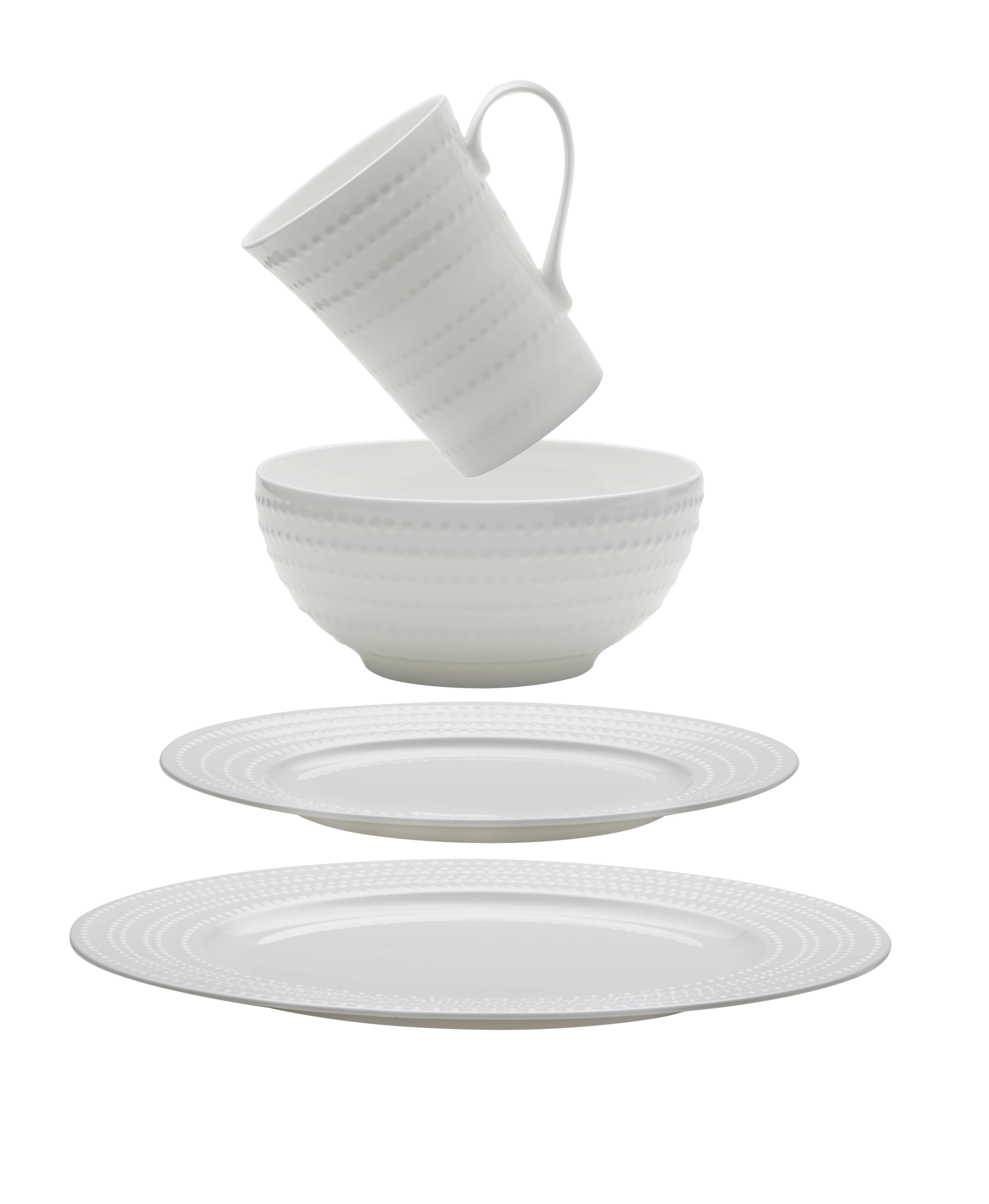 Nellie 16-Piece Dinnerware Set - Porcelain Plates, Bowls & Mugs - Elegant Dinner Set for Family Dining, Parties & Entertaining