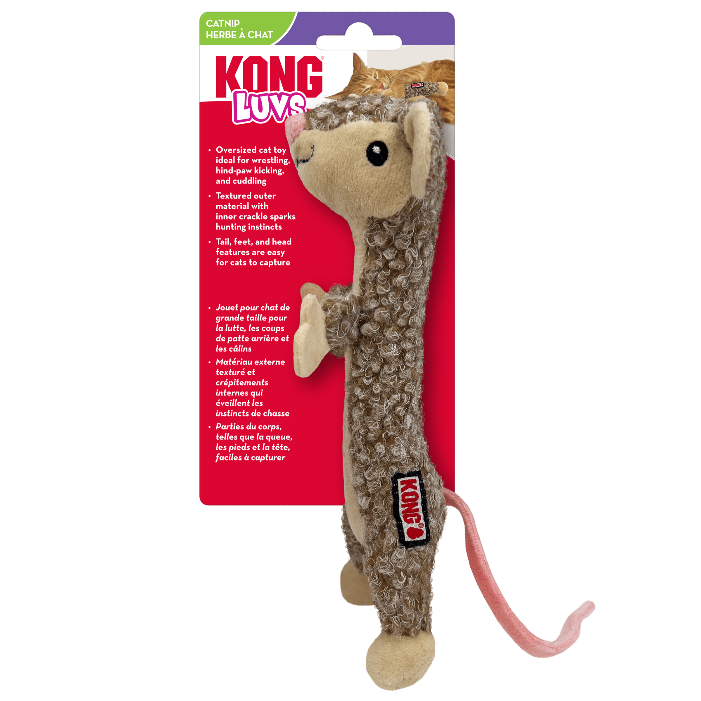 KONG Cat Luvs Mouse Cat Toy - Interactive Plush Mouse Toy for Cats - Perfect for Playtime, Exercise & Indoor Entertainment