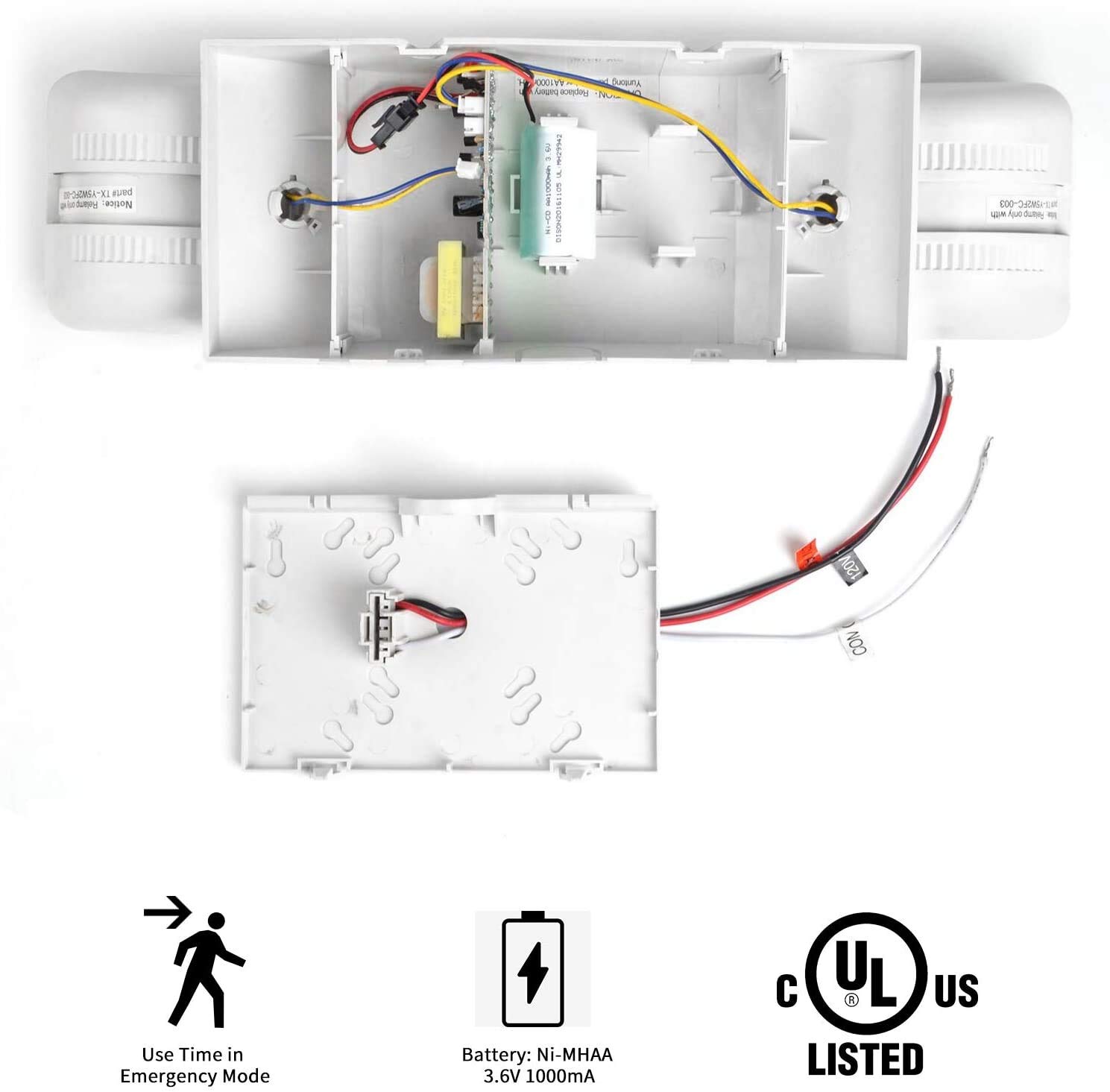UL Certified AKT LIGHTING Commercial Emergency Light - 2 Adjustable LED Square Heads with Backup Batteries for Exit Lighting (6 Pack) - Ideal for Offices, Warehouses & Public Buildings