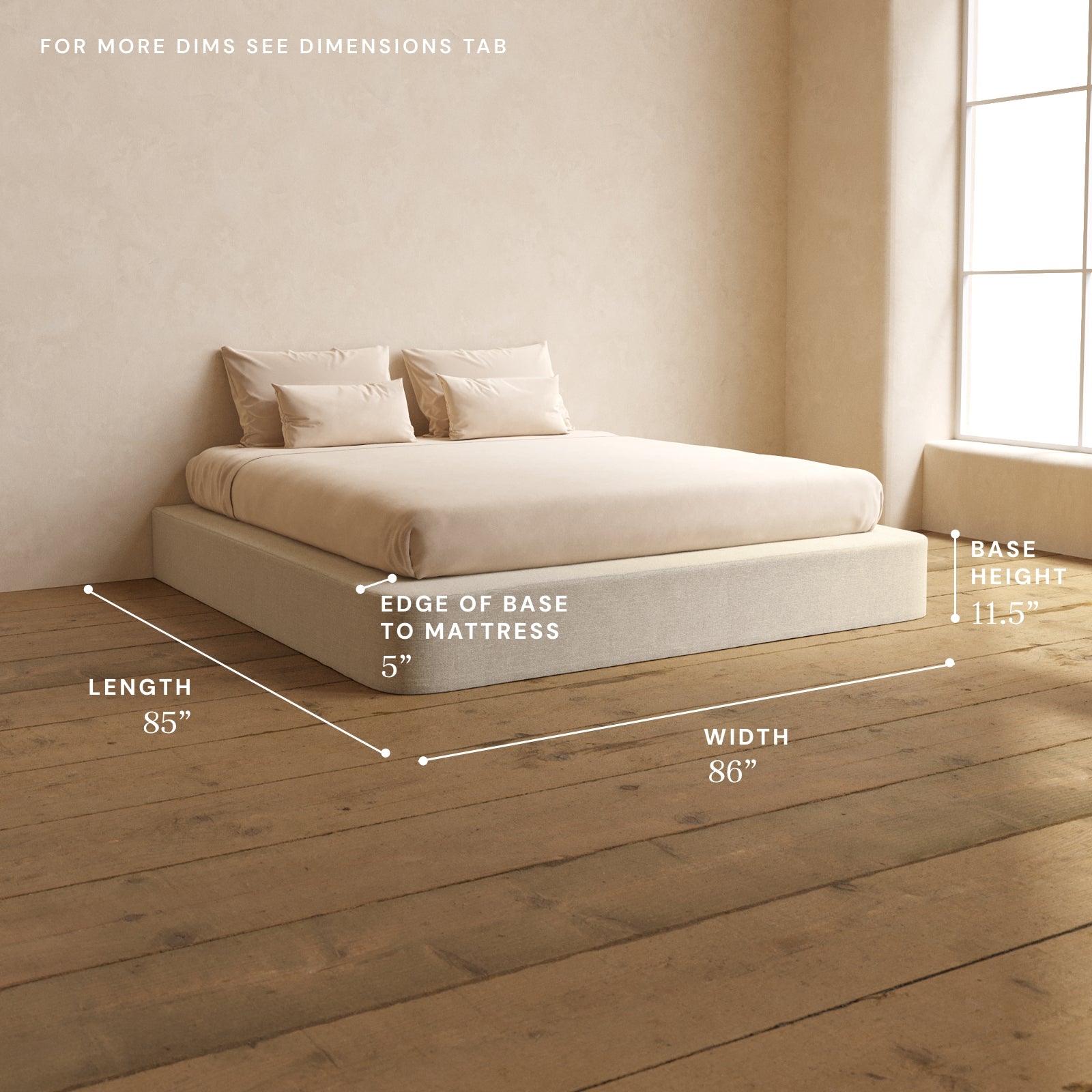 King Upholstered Platform Bed Frame with Blended Weave Fabric in Oat - Modern Bedroom Furniture for Master & Guest Rooms