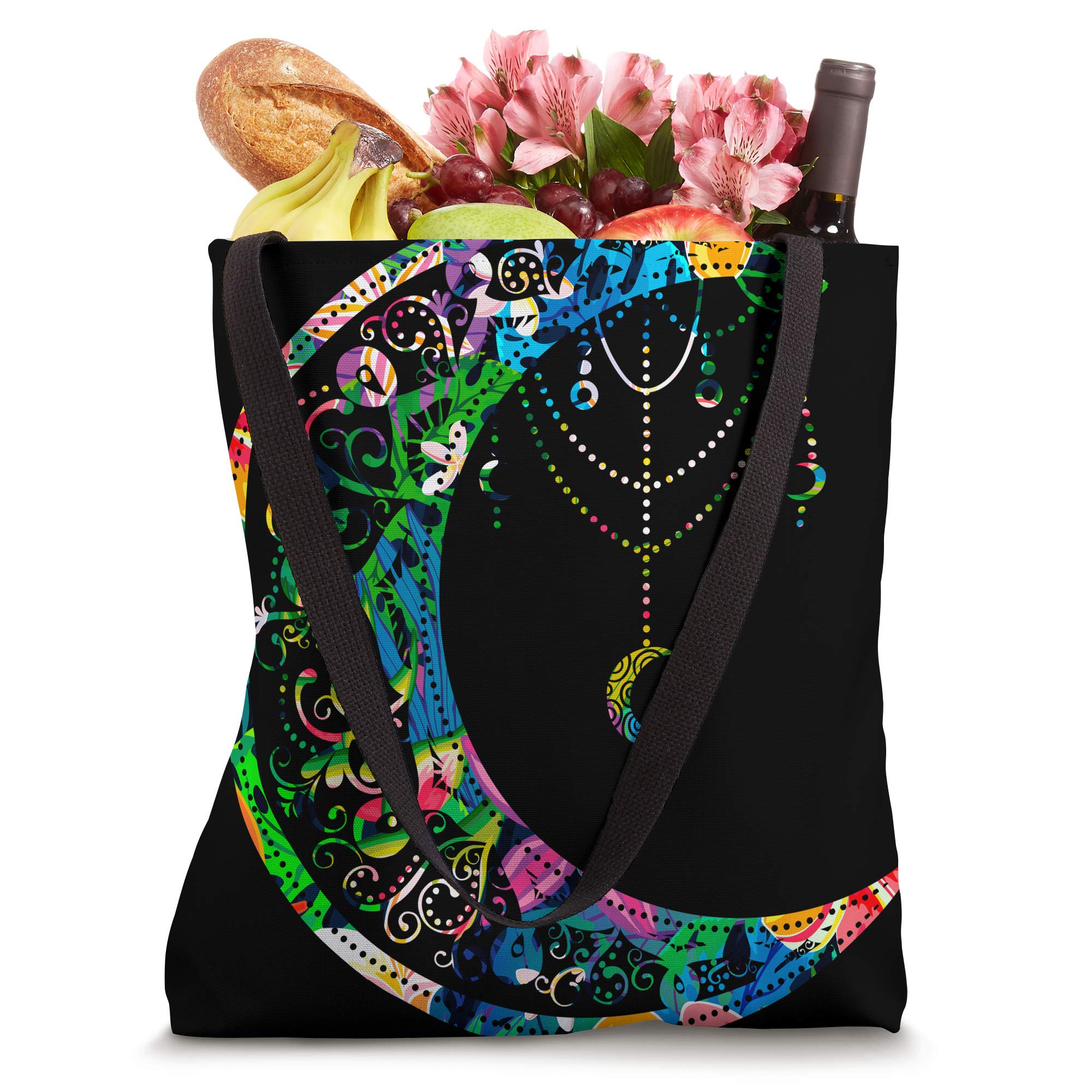 Wicca Witch Moon Tote Bag with Crystals - Perfect for Pagan Gifts & Dreamcatcher Decor