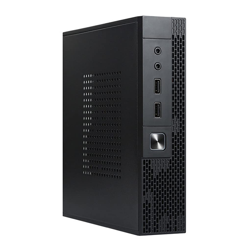 QX02 Mini-ITX HTPC Case - Compact Micro ATX Computer Chassis for Home Theater PC with 2 USB Ports | Perfect for Living Room Media Centers & Small Form Factor Desktop Builds