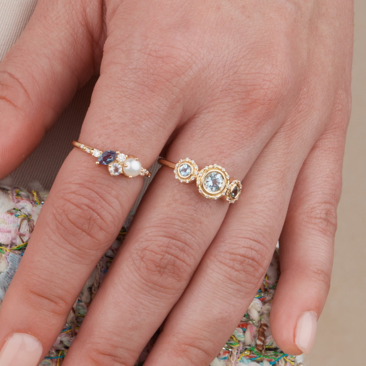Aquamarine Trinity Ring for Women - Elegant Blue Gemstone Jewelry - Perfect for Weddings, Anniversaries & Special Occasions