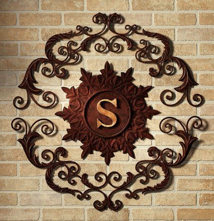 Elegant Iron Scroll Monogram Initial Letter Wall Decor - Custom Metal Plaque for Outdoor & Indoor Home Decor - Perfect for Garden, Patio, and Front Door Decoration