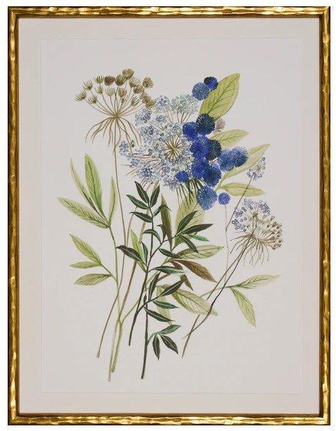 Botana II Blue Floral Giclee Art Print - Gold Framed Wall Decor for Living Room, Bedroom & Office - Elegant Home & Office Decor