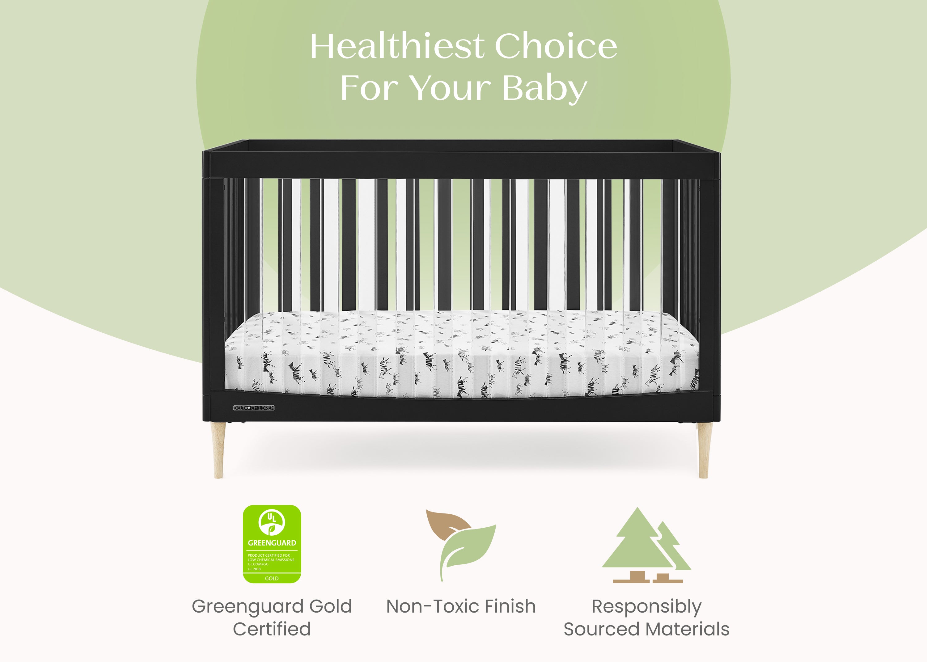 Austin Acrylic 4-in-1 Convertible Baby Crib - Toddler Bed, Daybed & Full-Size Bed | Modern Nursery Furniture for Boys & Girls | Perfect for Small Spaces & Growing Families