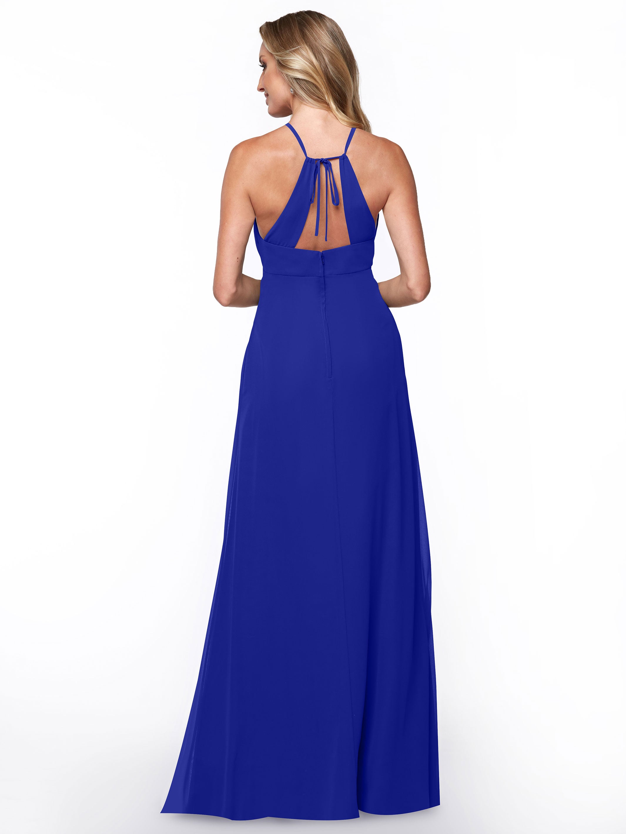 Elegant A-Line Chiffon Bridesmaid Dress with Keyhole Halter Neckline - Perfect for Weddings, Formal Events & Special Occasions