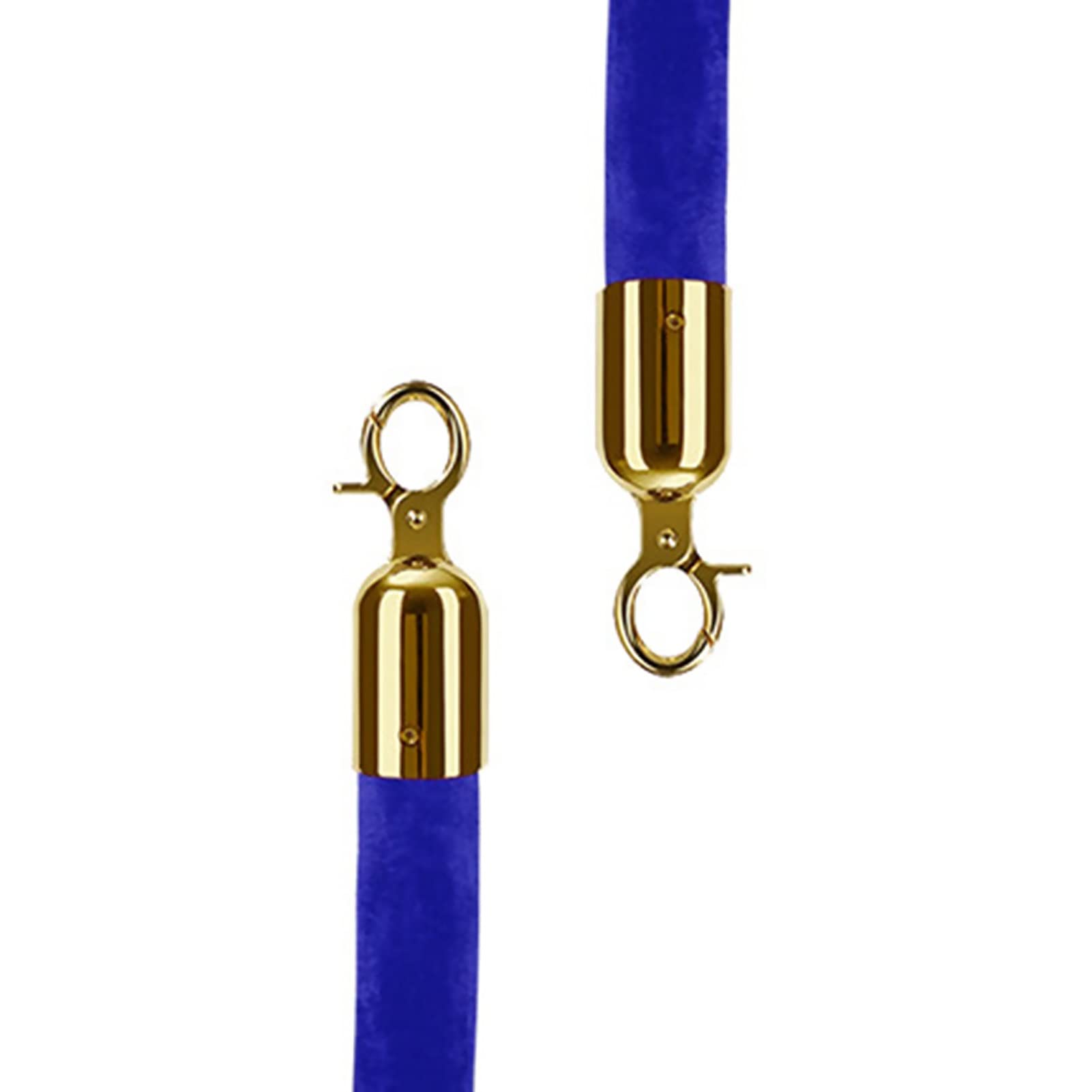 Premium Velvet Stanchion Rope with Cotton Core & Gold Plated Hooks - 150cm/5ft Queue Barrier for Crowd Control - Perfect for Movie Theaters, Hotels, Events & VIP Areas (Blue) - Durable & Elegant Event Rope for Professional Settings