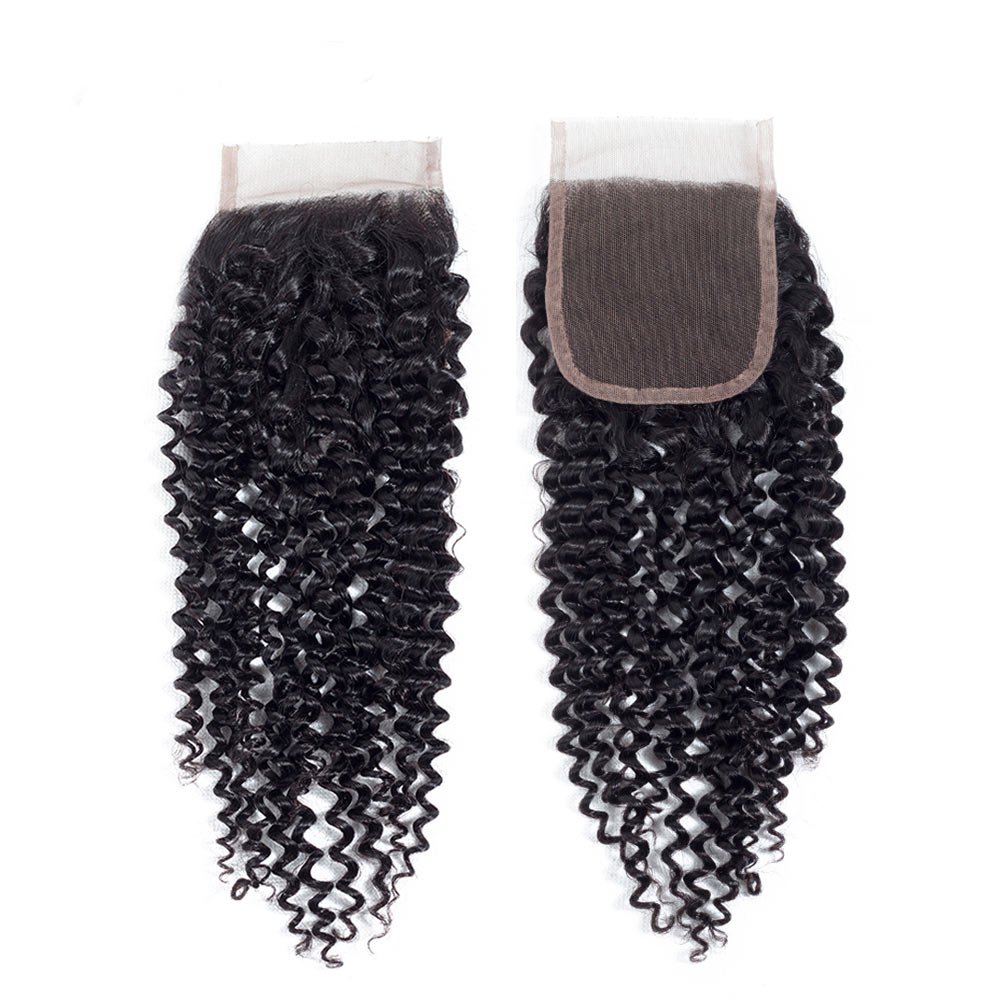 Amella Hair 8A Grade Brazilian Curly Human Hair Bundles with Closure | Virgin Unprocessed Weave | 16