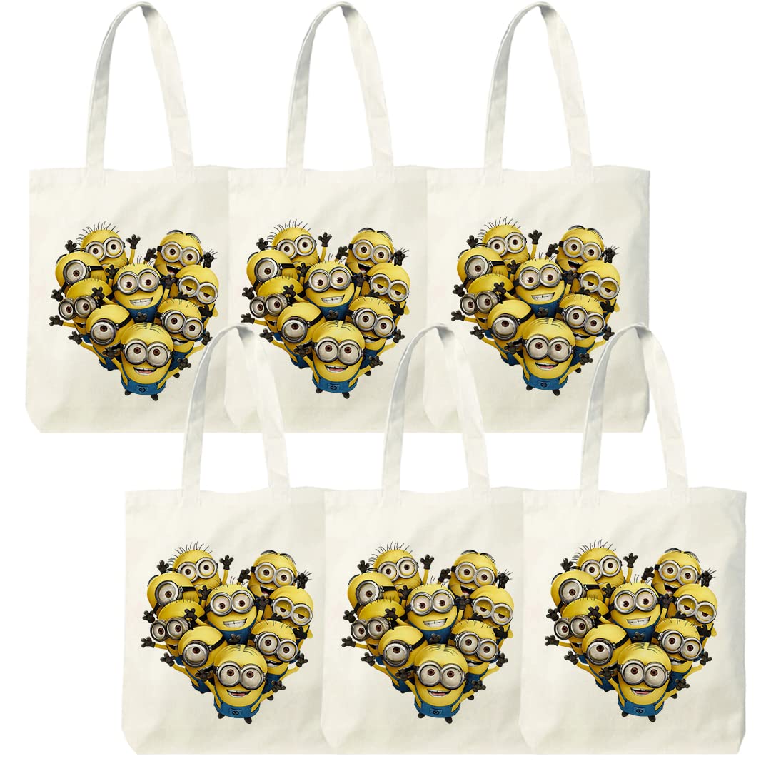 Custom Minion Themed Party Favor Tote Bags for Kids Birthday - Reusable Treat Bags for Birthday Party Decorations, Return Gifts & Goodie Bags | Perfect for Minions Birthday Parties, School Events & Themed Celebrations