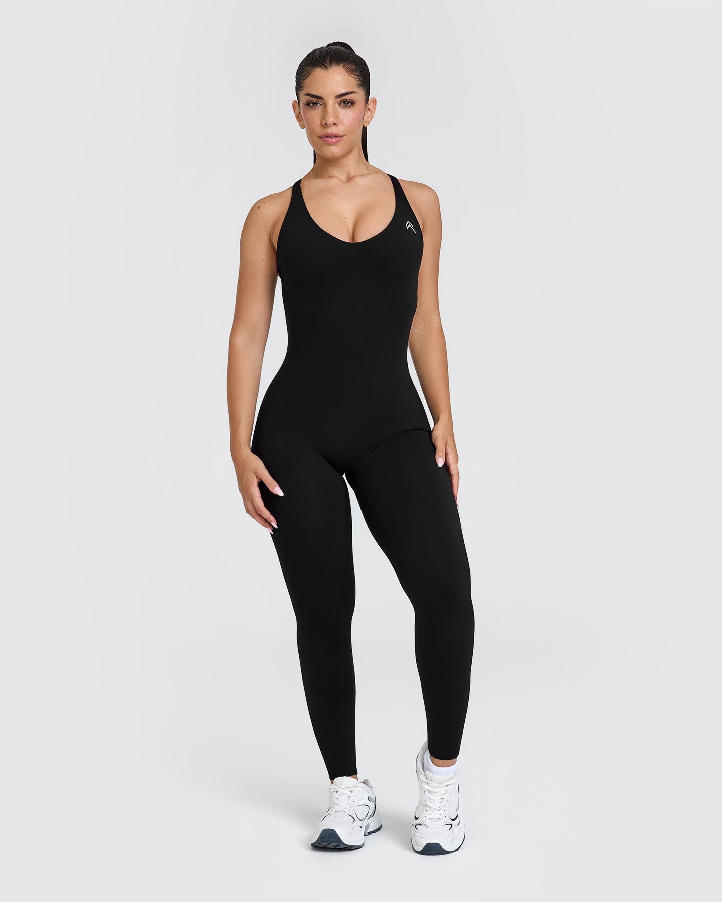 Unified Scoop Back All-in-One Long Sleeve Bodysuit - Black | Seamless Layering Essential for Workouts & Casual Wear
