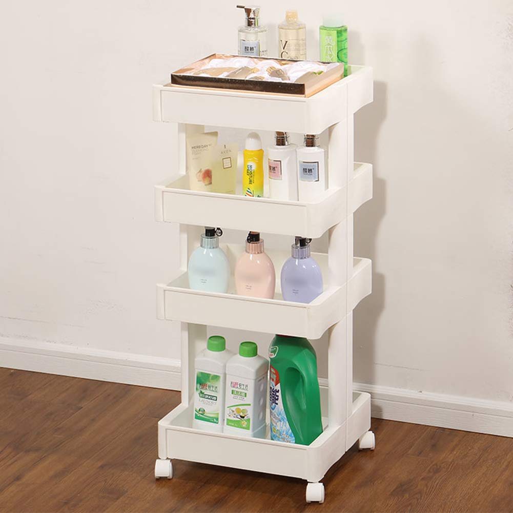 Dreamyep Plastic Bathroom Storage Shelf - 4-Tier Floor Standing Organizer for Toilet, Washbasin & Bathroom Accessories | Space-Saving Solution for Small Bathrooms & Vanities