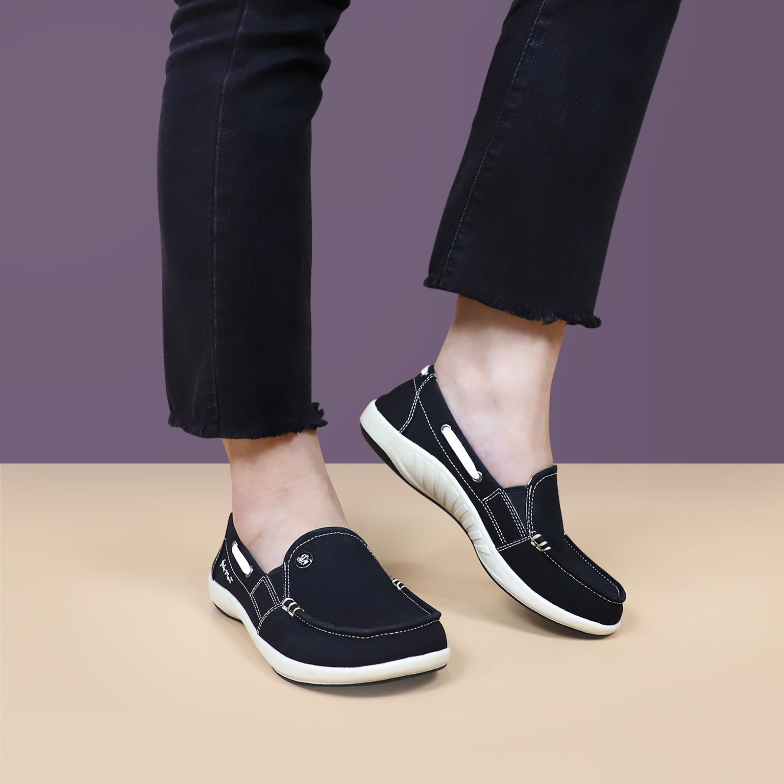 Women's Comfortable Canvas Loafer Shoes - Casual Slip-On Flats for Walking, Work & Travel - Breathable & Lightweight Everyday Shoes
