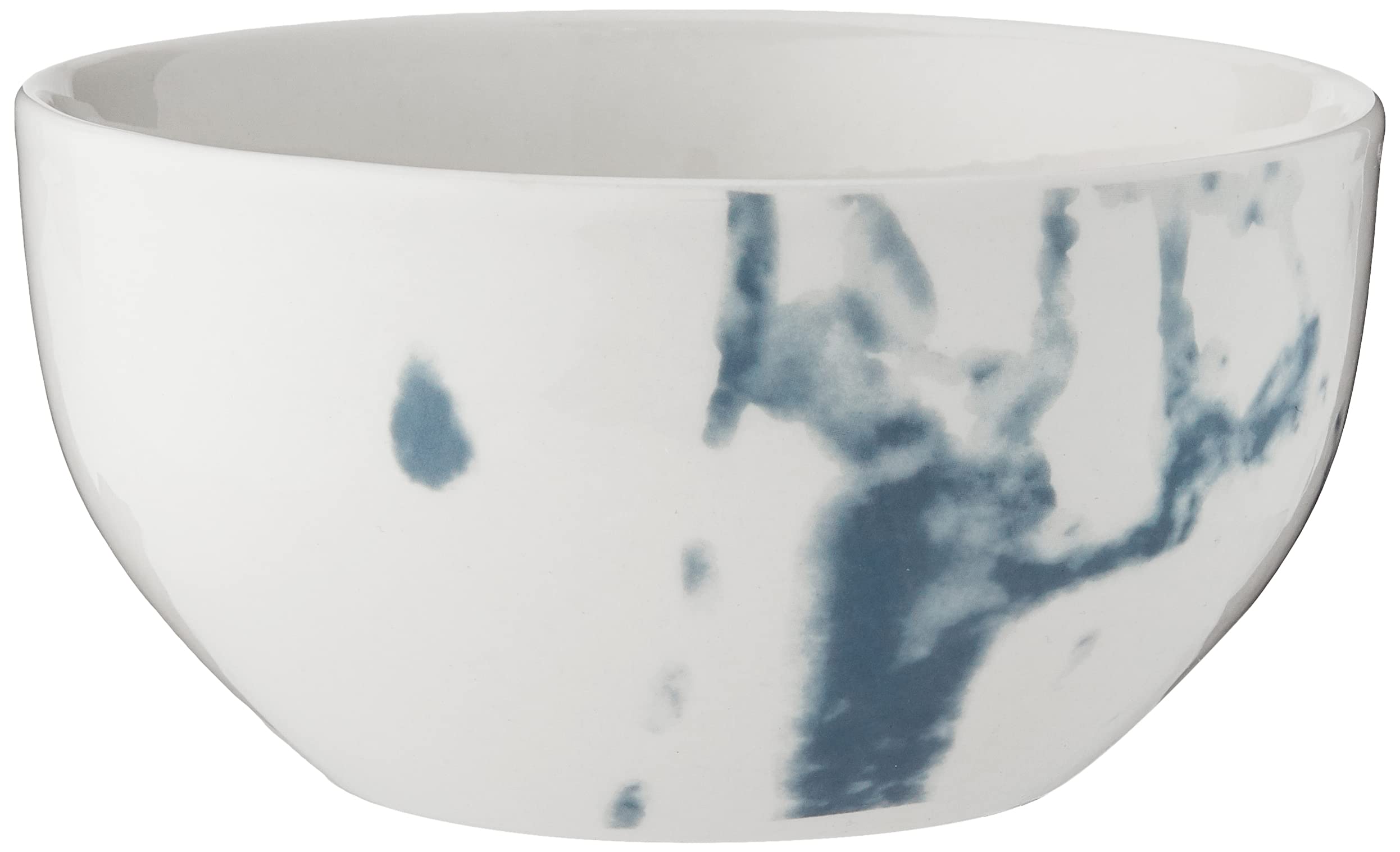 American Atelier 16-Piece Round Dinnerware Set - White & Blue Stoneware Plates, Bowls & Mugs | Marble Design 10.5