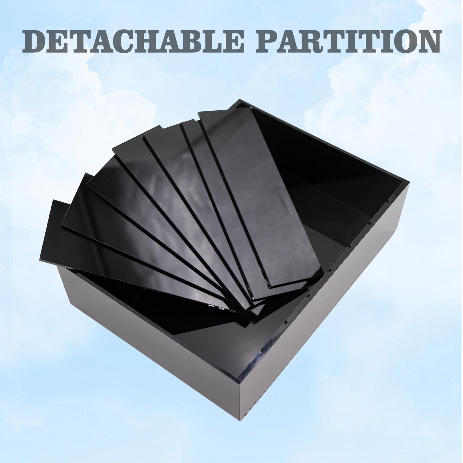 8-Compartment Black Acrylic Money Organizer - Cash Tray & Bill Holder for Retail, Salon, and Small Business | Secure Money Box for Dollar Bills & Coins