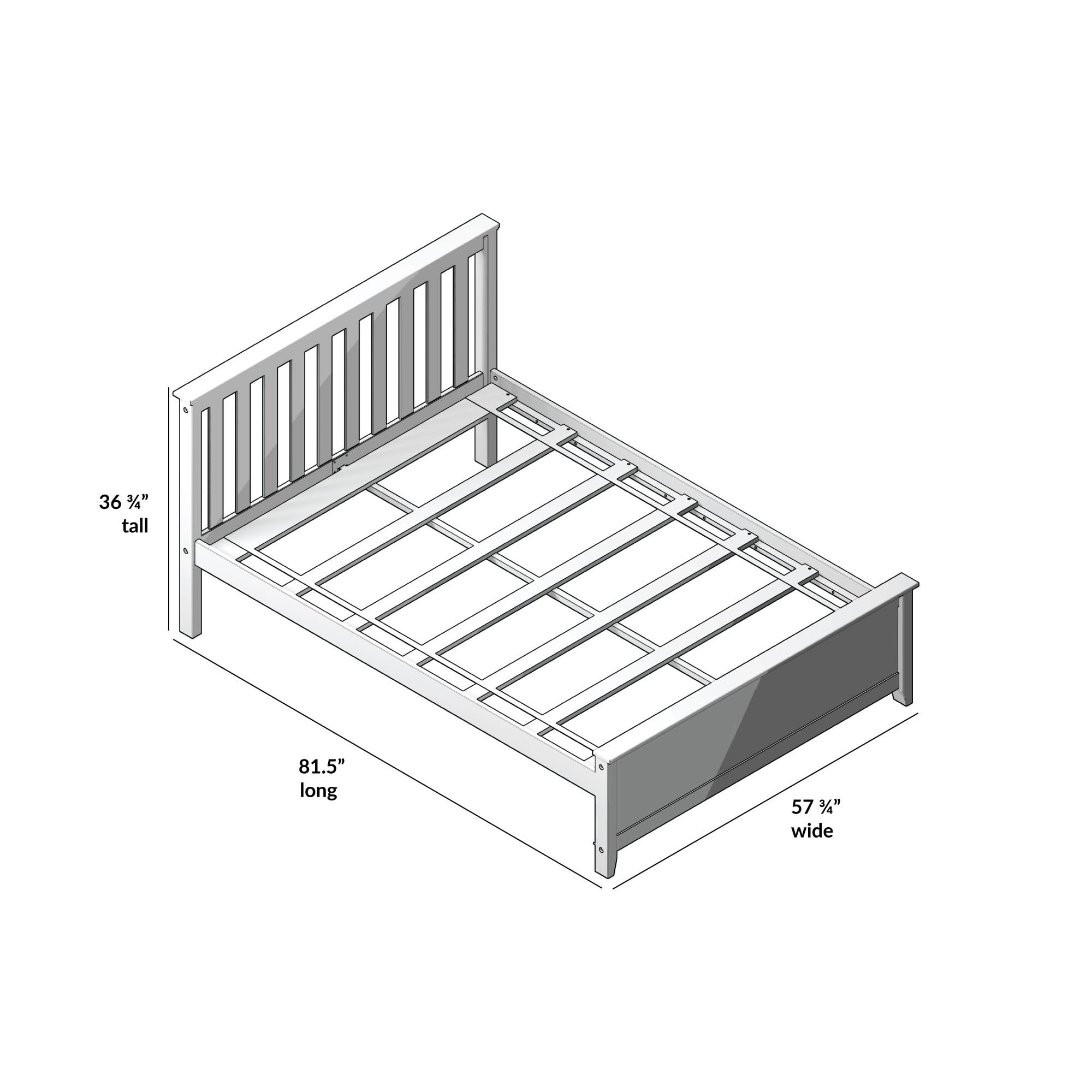 Max & Lily Full Size Wooden Bed Frame with Slatted Headboard - Solid Wood Platform Bed for Kids & Teens - No Box Spring Needed - Easy Assembly - Blue - Perfect for Bedrooms, Dorms & Guest Rooms