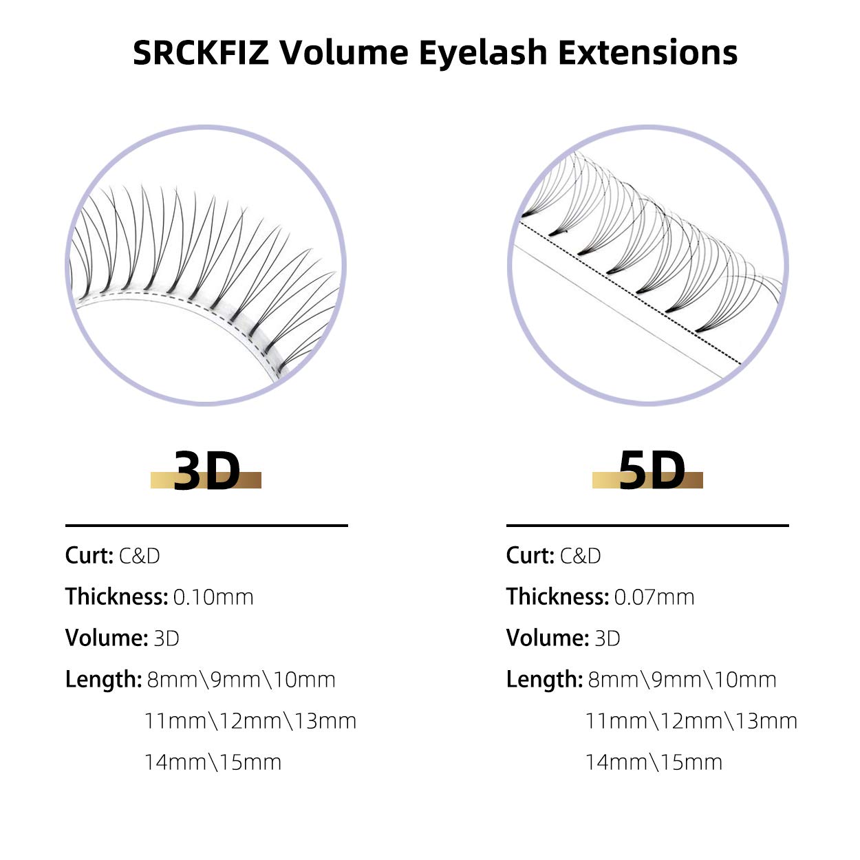 3D Lash Extensions Premade Fans - C/D Curl Natural Russian Volume Lashes 0.10mm Thickness - DIY Eyelash Extension Supplies 8-15mm (3D-C-0.10, 15mm) - Perfect for Salon Professionals & Home Use