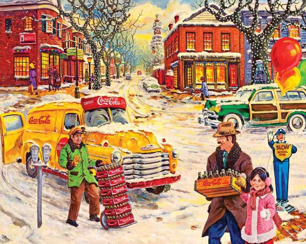 Springbok 2000-Piece Coca-Cola Hometown Jigsaw Puzzle | 34x42.5 Inches Large Puzzle | Made in USA with Unique Interlocking Pieces | Officially Licensed | Perfect for Family Game Nights & Home Decor