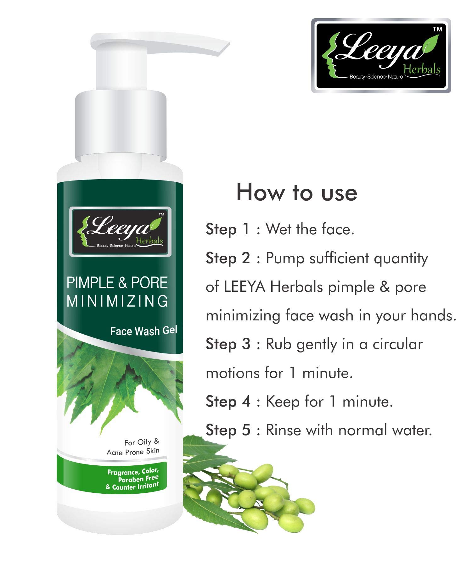 LEEYA HERBALS Acne Care Kit - Face Wash & Oil Control Gel for Daily Skincare