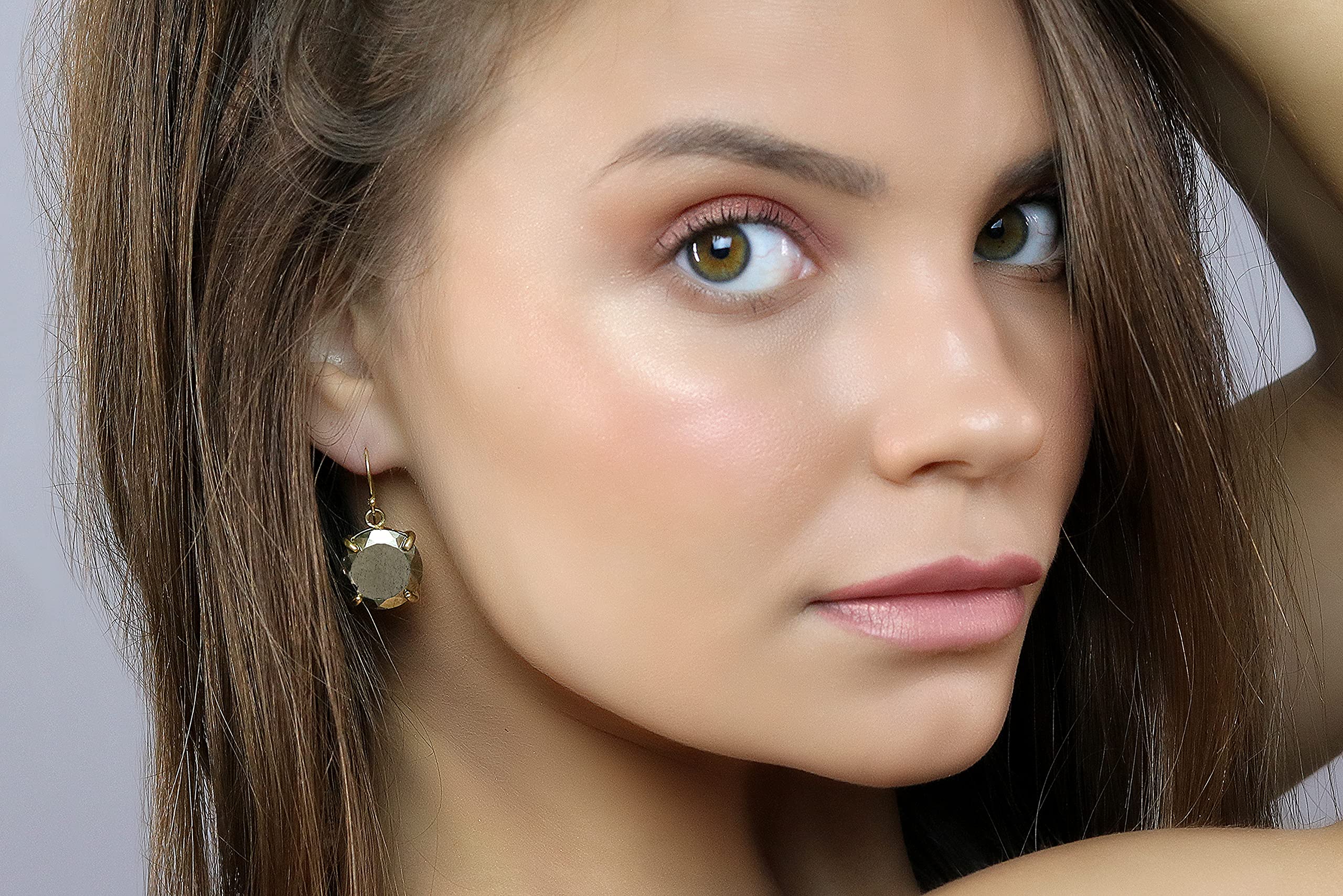Handmade Anemone Drop Pyrite Stone Earrings for Women - 14K Gold Plated Bohemian Crystal Statement Jewelry - Gemstone Dangle Earrings with Gift Box | Perfect for Weddings, Parties & Boho Fashion
