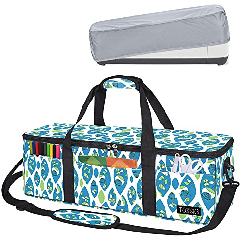 Cricut Maker Bundle with Storage Carrying Case & Dust Cover for Cricut Explore Air 2 & Die Cut Machines - Blue Leaf Design | Perfect for Crafting, DIY Projects & Machine Protection