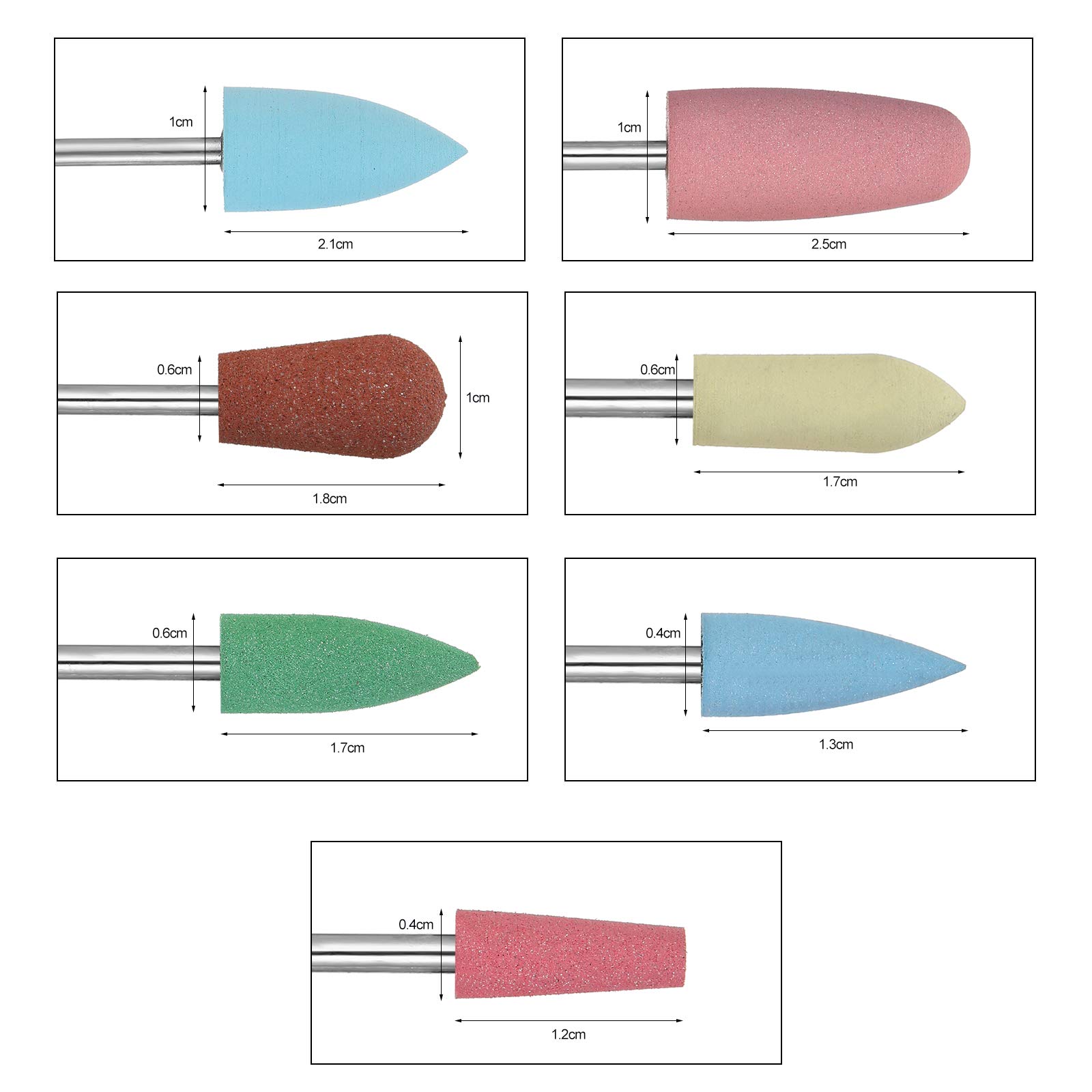 5Pcs Multicolor Rubber Nail Drill Bits Set for Manicure, Pedicure & Nail Art - Professional Nail Buffer Polisher Grinding Tools for Salon & Home Use - Perfect for Acrylic, Gel & Natural Nails