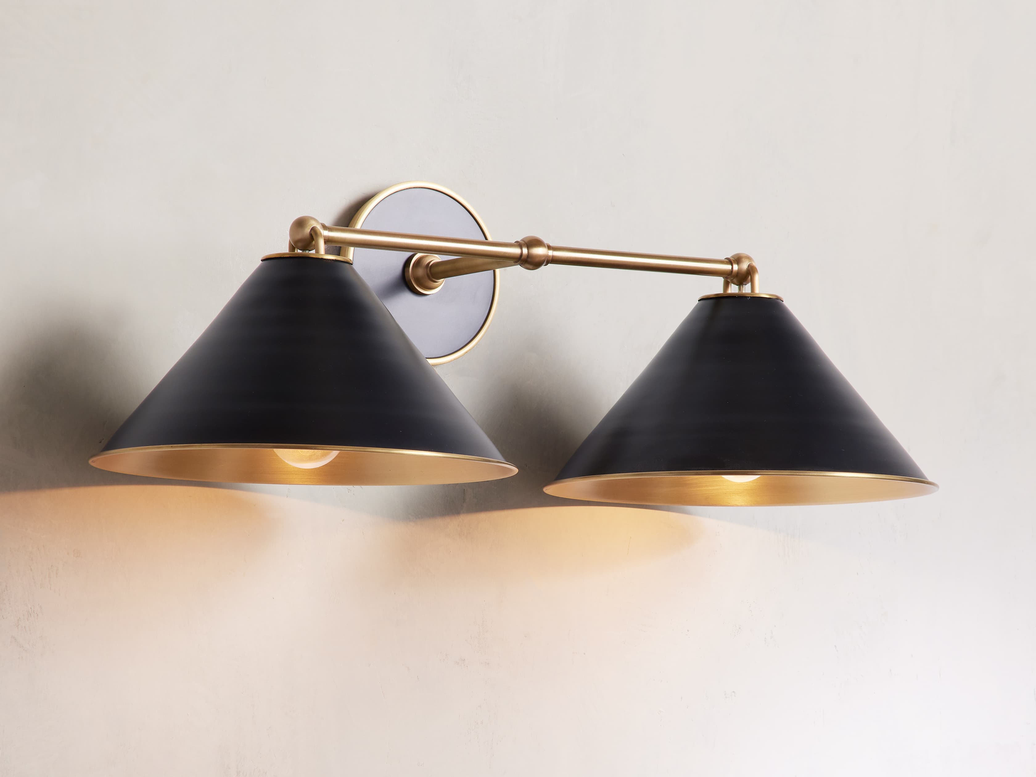 Arno Double Sconce Wall Light - Modern Brass Wall Sconce with Two Lights for Bedroom, Living Room, or Hallway Lighting