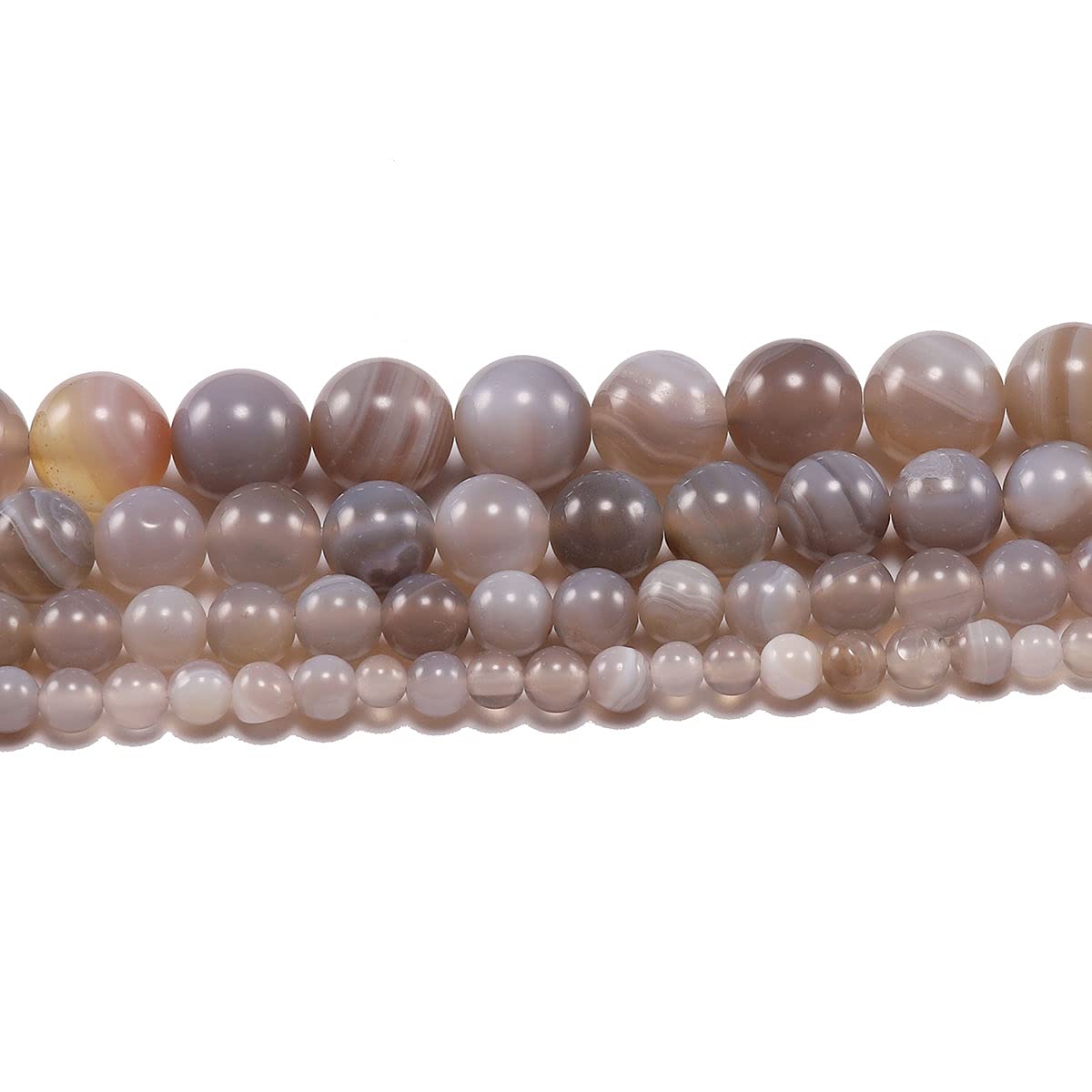 10mm Natural Striped Agate Beads - Round Loose Stone Beads for DIY Jewelry Making (Grey, 38Pcs) | Perfect for Bracelets, Necklaces, Earrings & Craft Projects