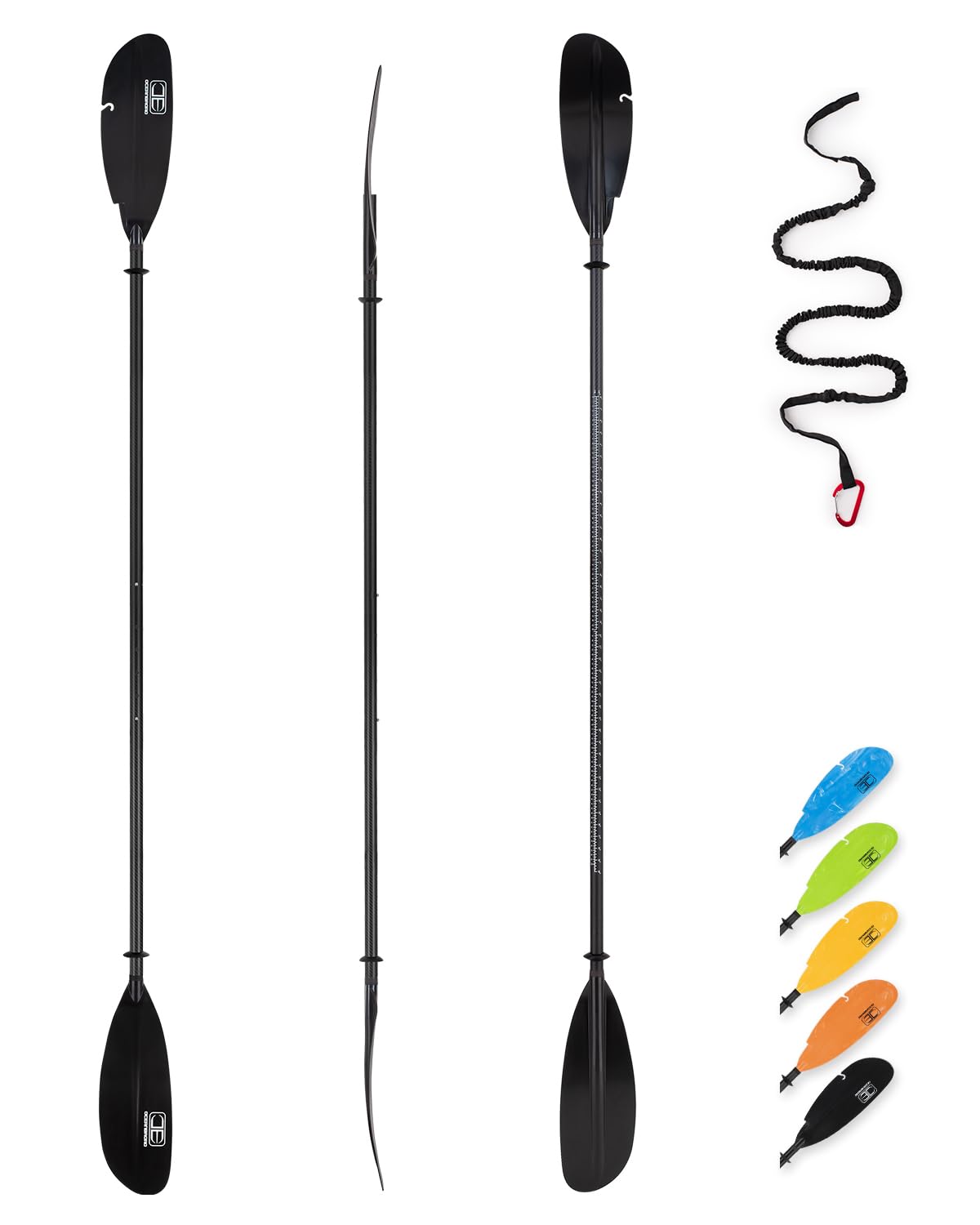 Premium Adjustable Carbon Fiber Fishing Kayak Paddle - 94in to 102in (240cm-260cm) with Paddle Leash - Lightweight & Durable for Kayaking, Canoeing & Outdoor Water Sports