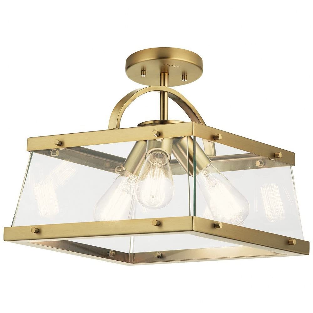 3-Light Industrial Modern Square Pendant Light Fixture with Clear Glass Shade in Classic Pewter Finish - Perfect for Kitchen Island, Dining Room, and Farmhouse Decor
