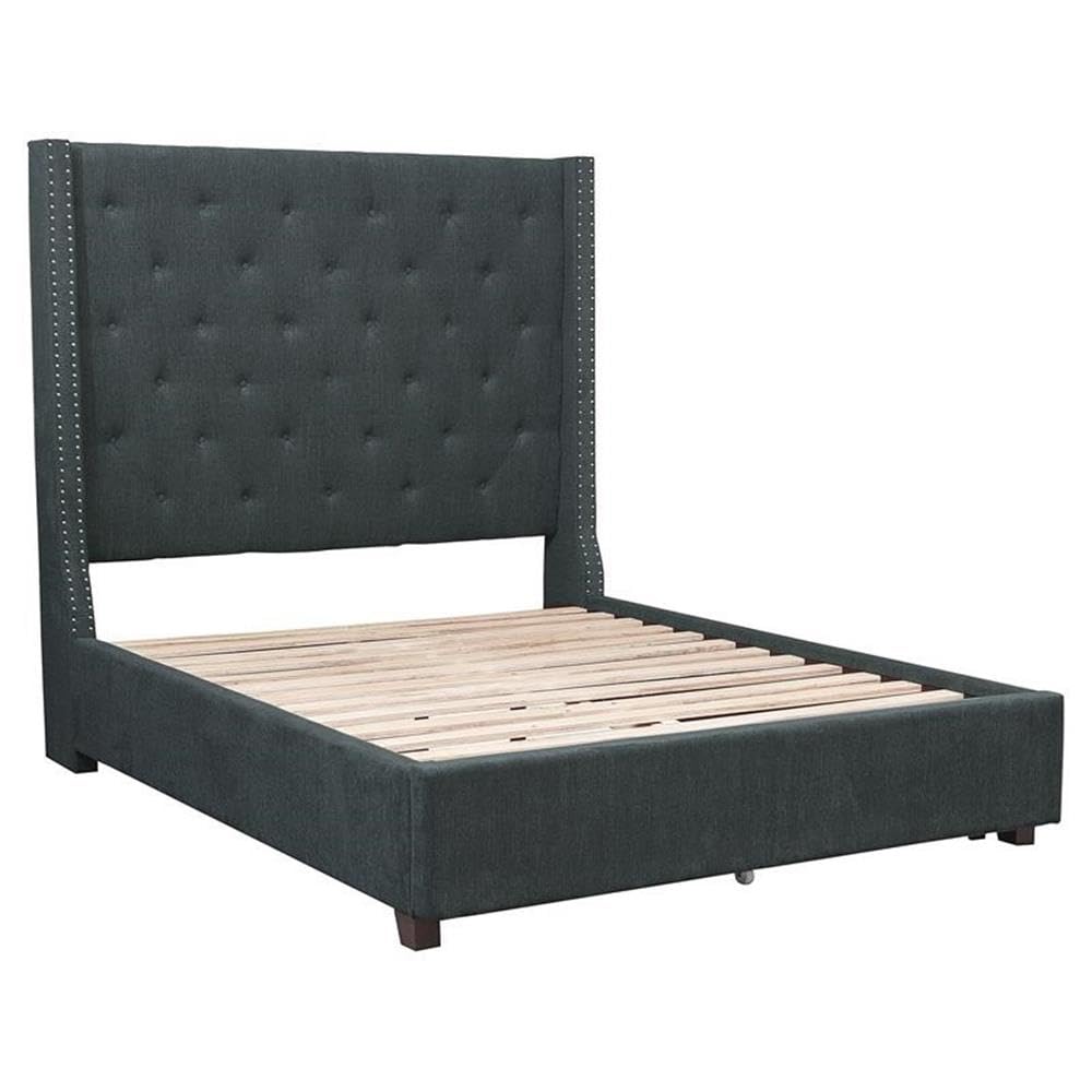 Lexicon Fairborn Fabric Eastern King Bed Frame with Storage Drawers - Gray Upholstered Platform Bed for Master Bedroom, Guest Room & Small Spaces