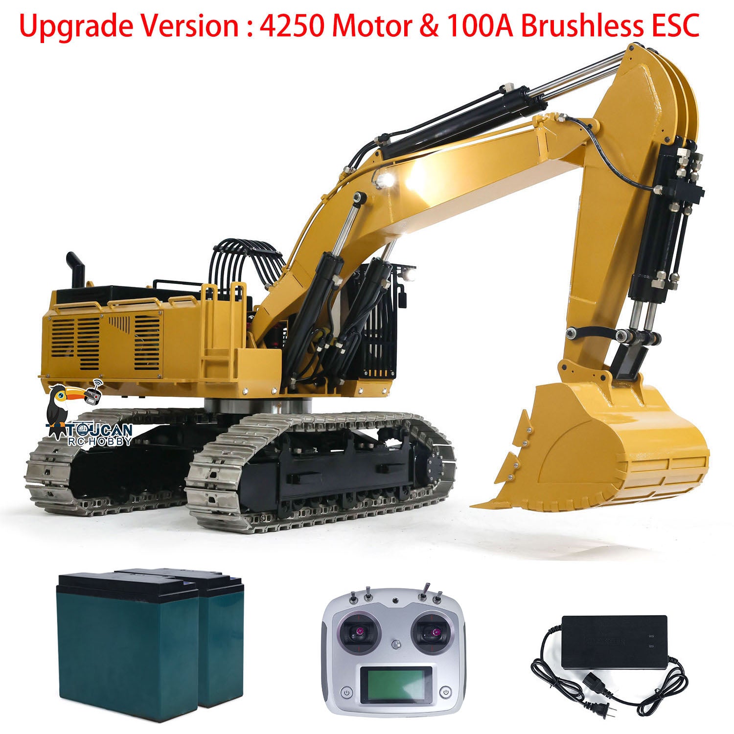1/8 Scale 385CF Hydraulic RC Excavator - Metal Construction Remote Control Toy with ESC & Servo Motor (Ready to Run, Pre-Assembled & Painted) - Perfect for Construction Enthusiasts, RC Hobbyists & Outdoor Play
